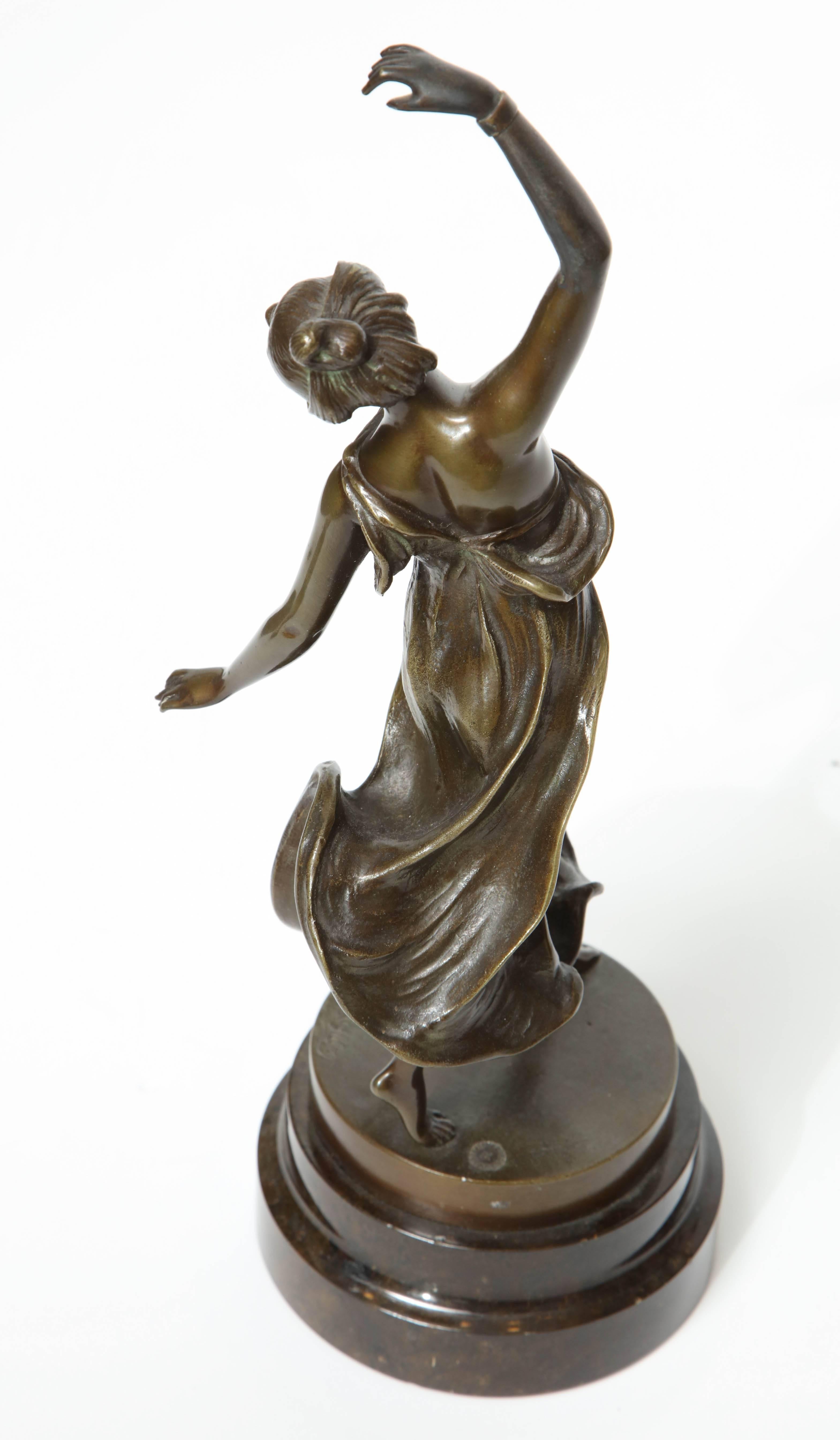 Bronze of Dancing Woman with Raised Arm by Rudolf Kuchker 2
