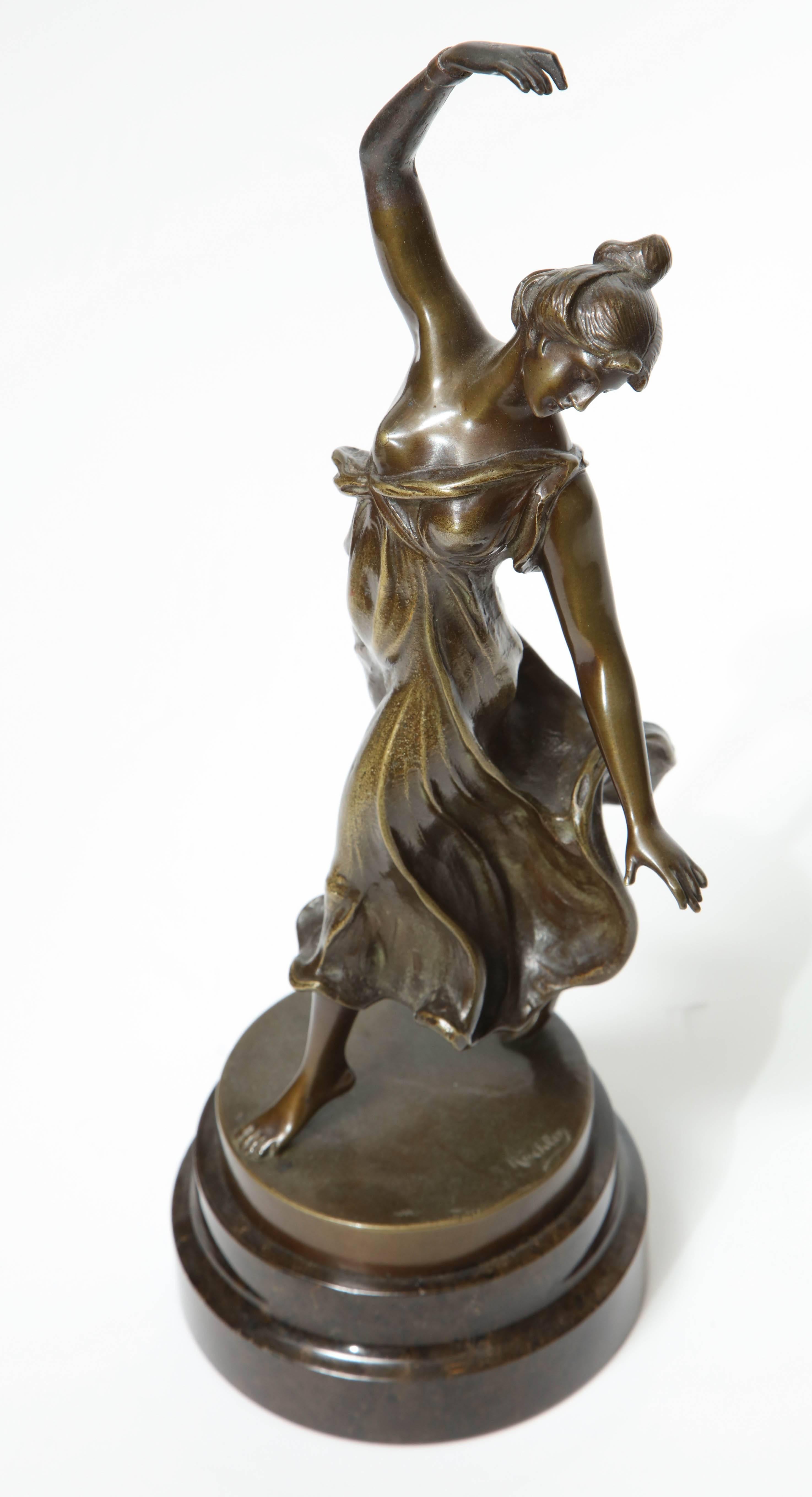Bronze of Dancing Woman with Raised Arm by Rudolf Kuchker 3