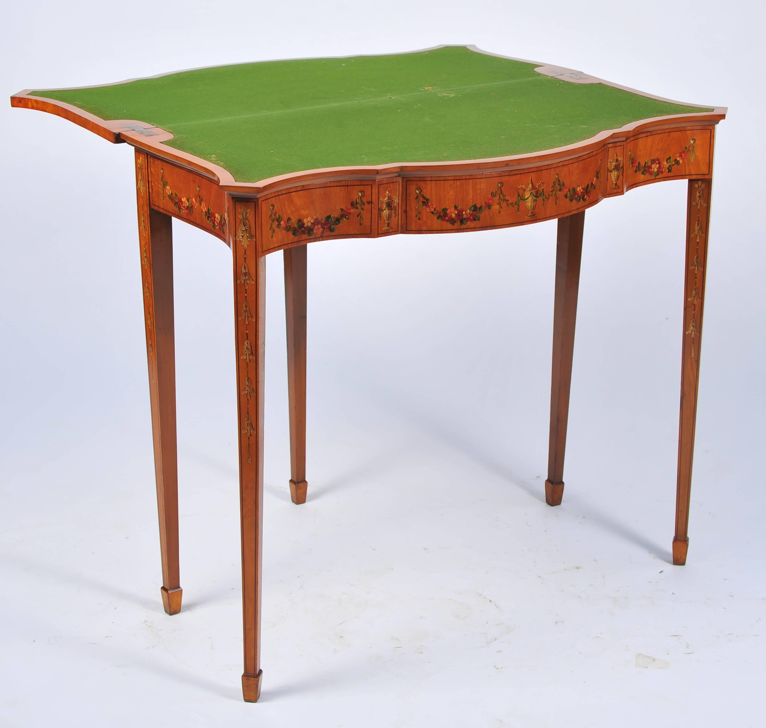 Sheraton 19th Century Satinwood Card Table