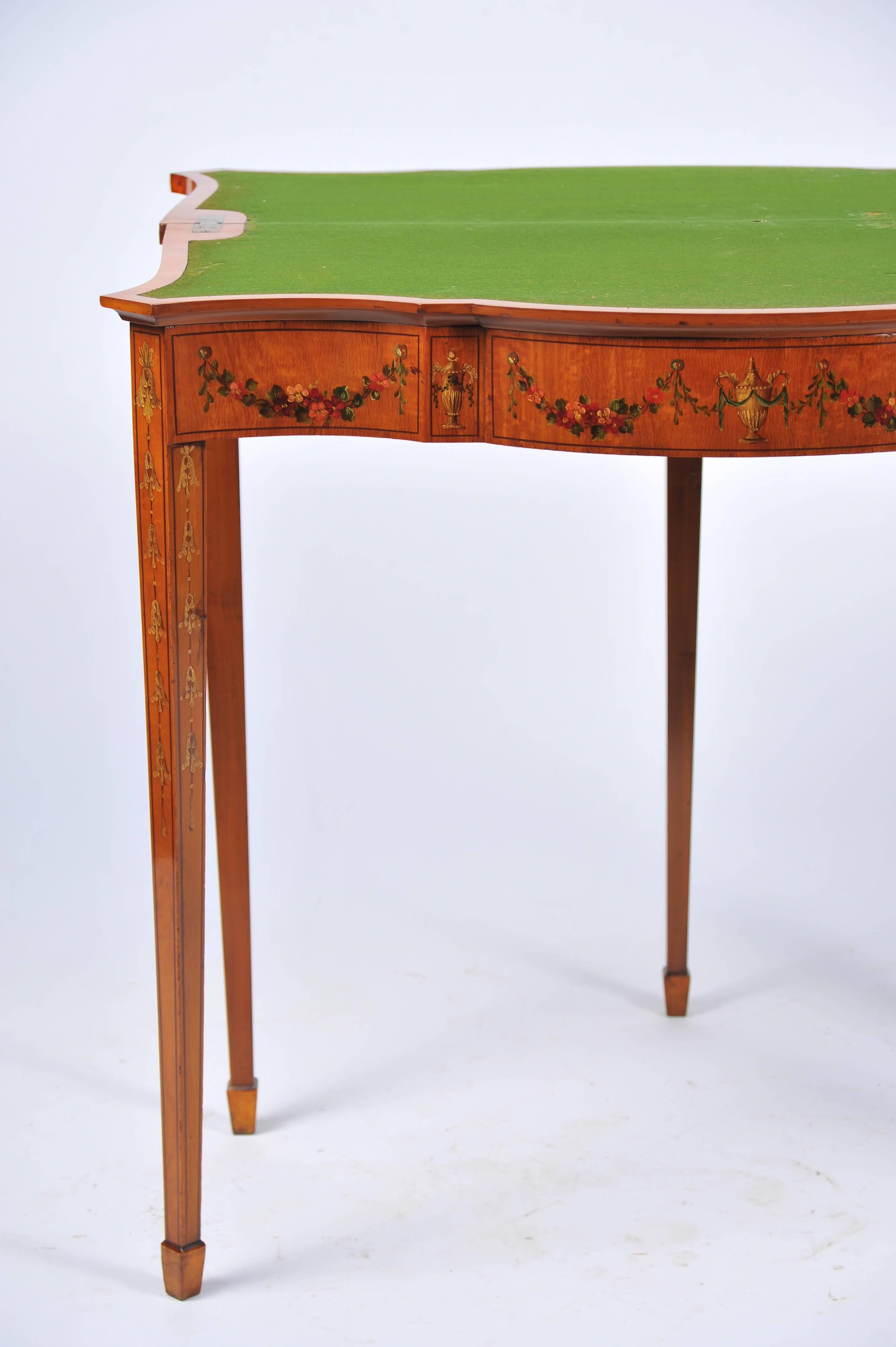 19th Century Satinwood Card Table In Good Condition In Brighton, Sussex