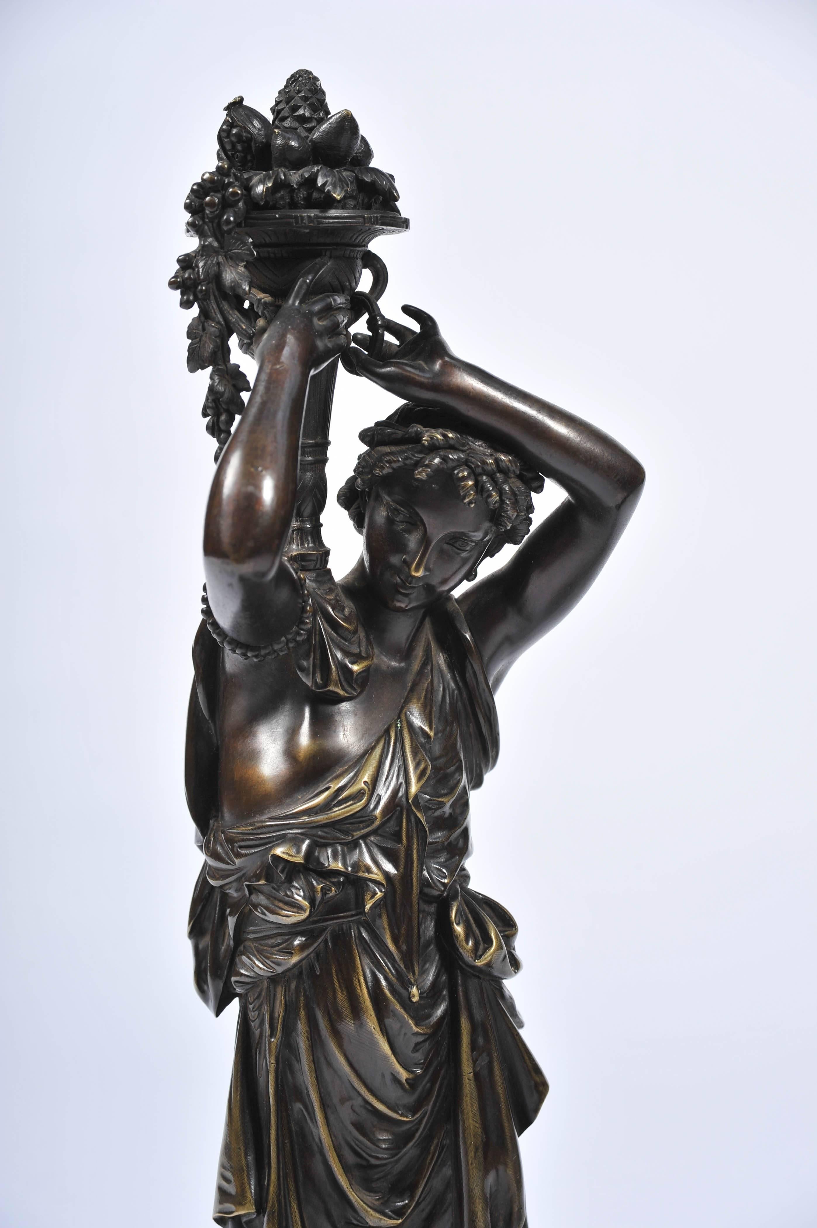 Paire de statues classiques en bronze ancien classique Bon état - En vente à Brighton, Sussex