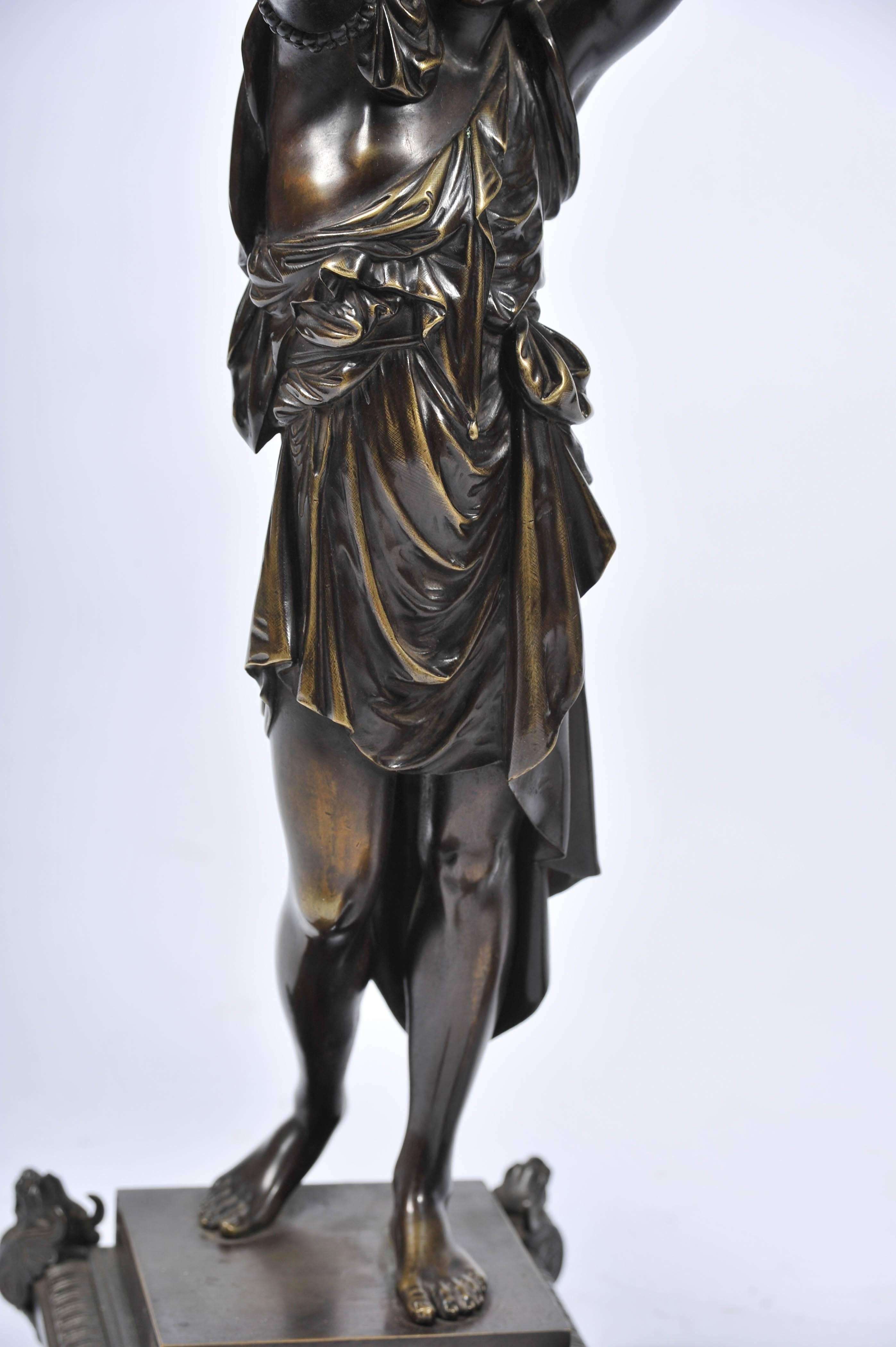 Klassische antike Bronzestatuen aus der Zeit, Paar (19. Jahrhundert) im Angebot