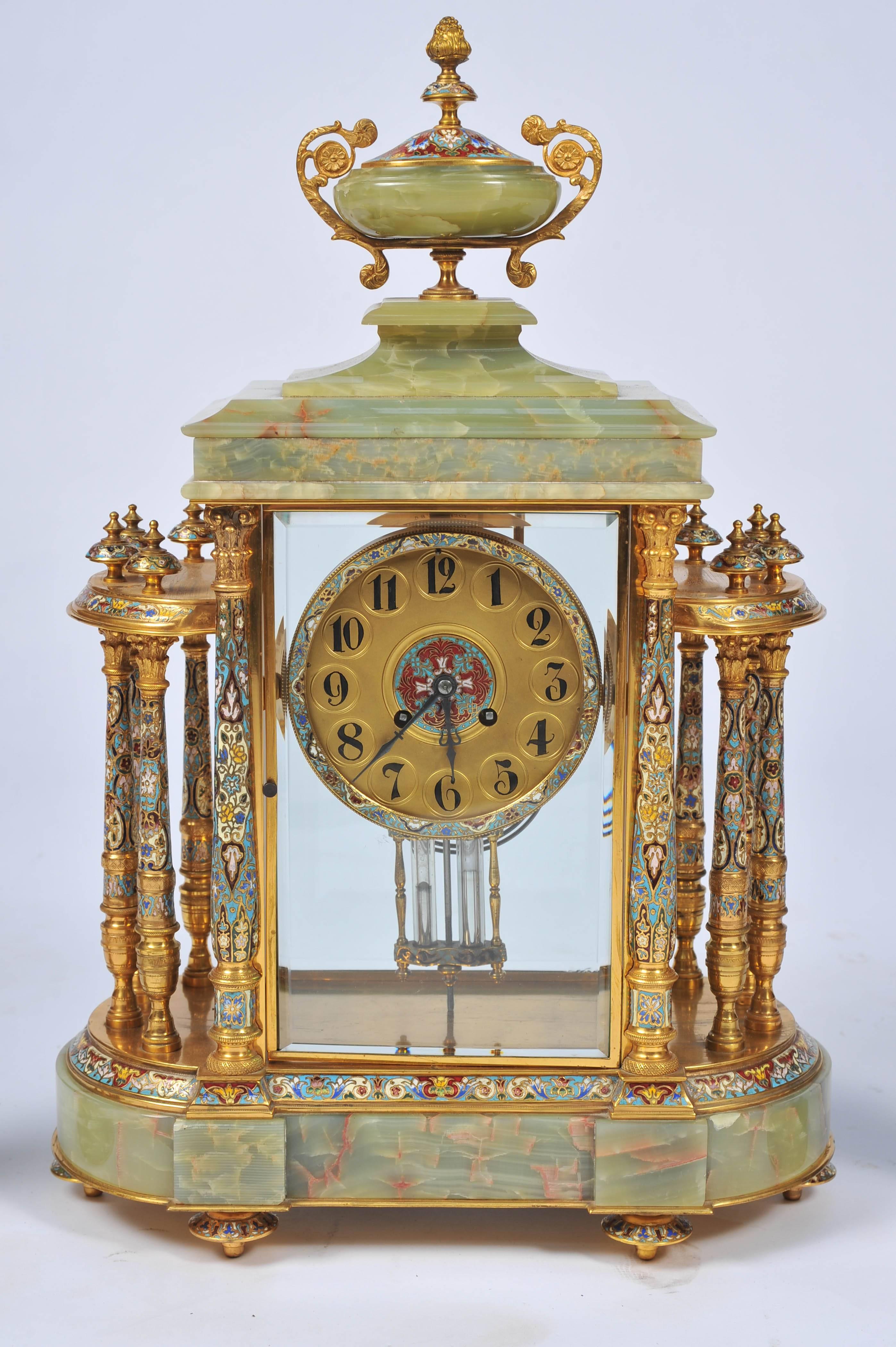19th Century Antique French Louis XVI Style Clock Set