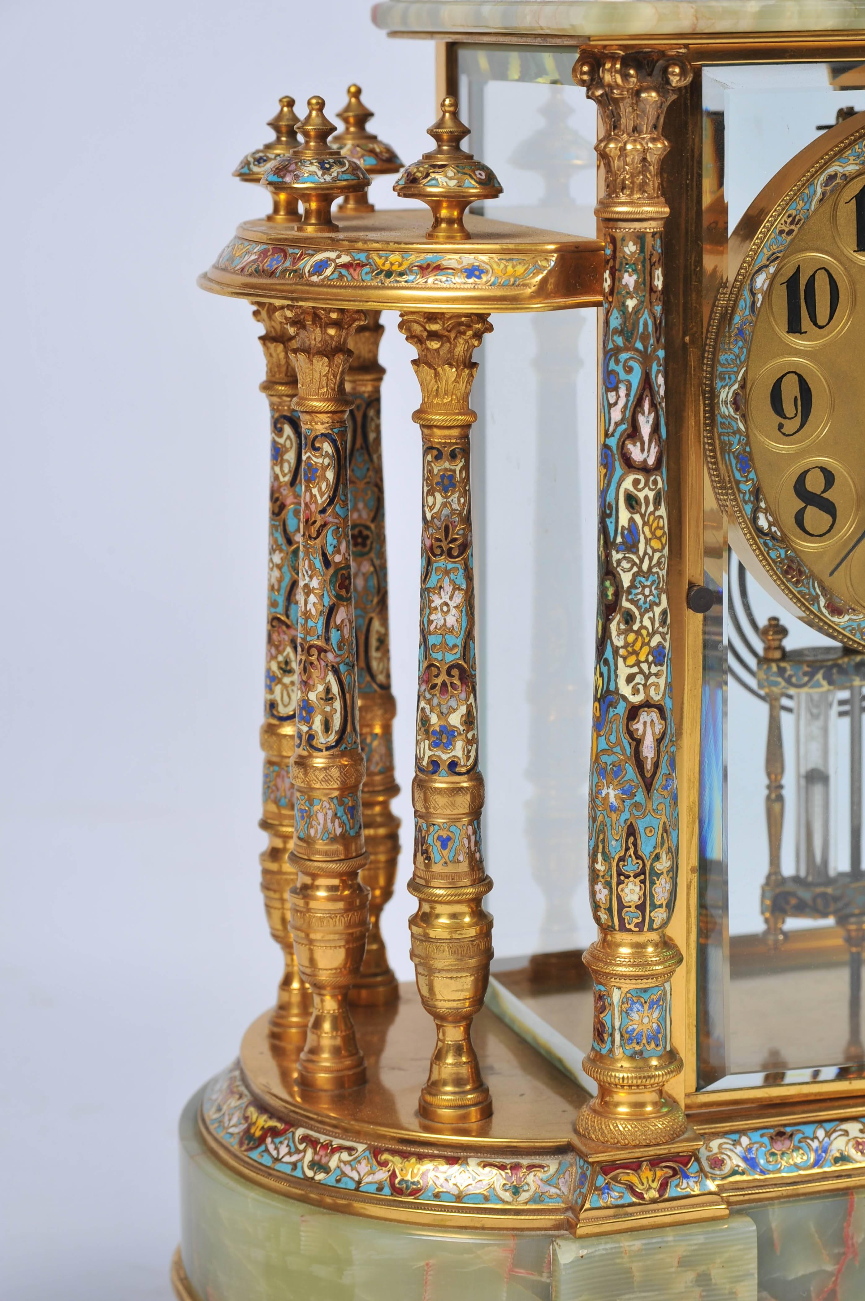 Enamel Antique French Louis XVI Style Clock Set