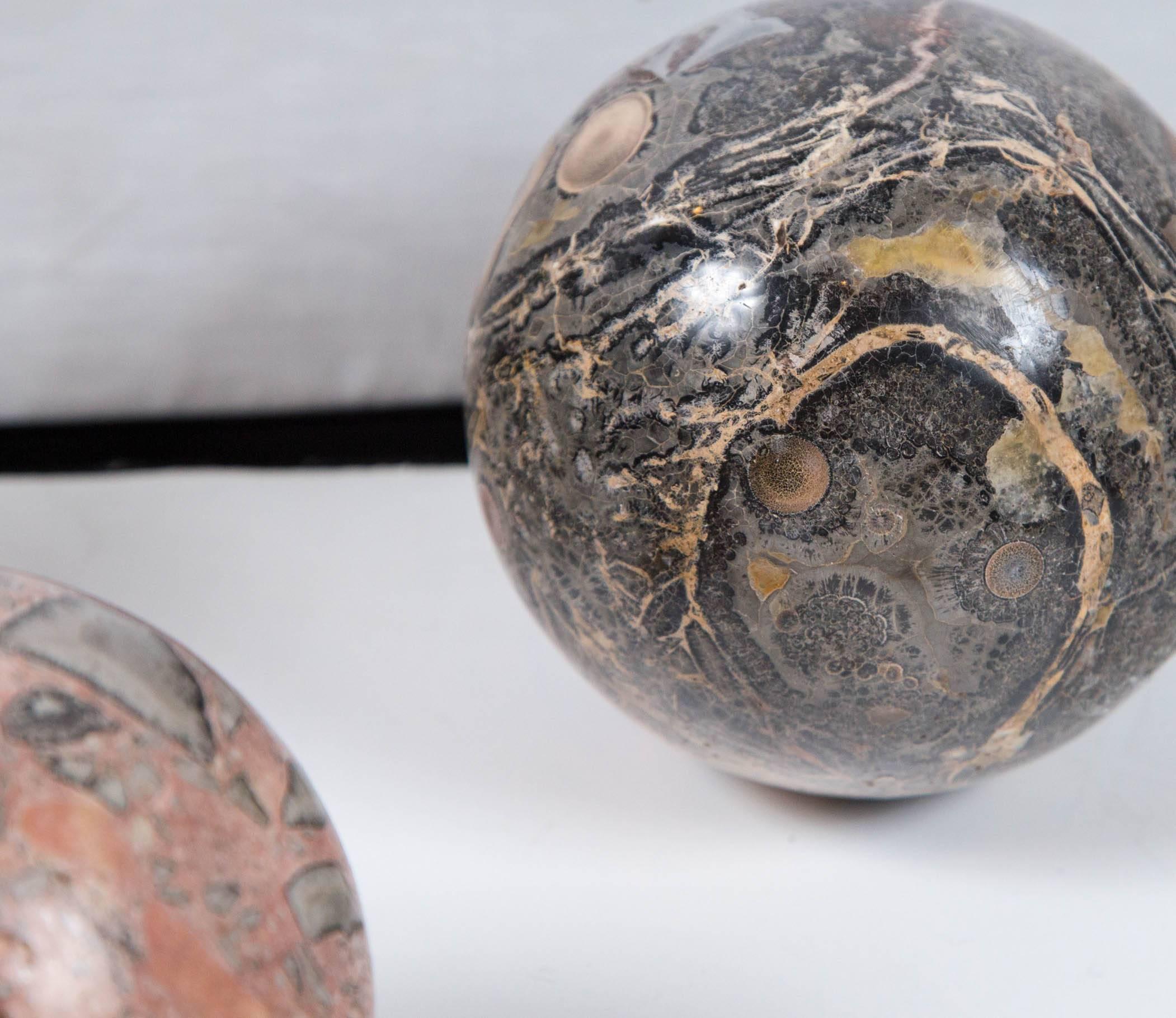 Set of Five Polished Marble Spheres, Italy, circa 1950s 1