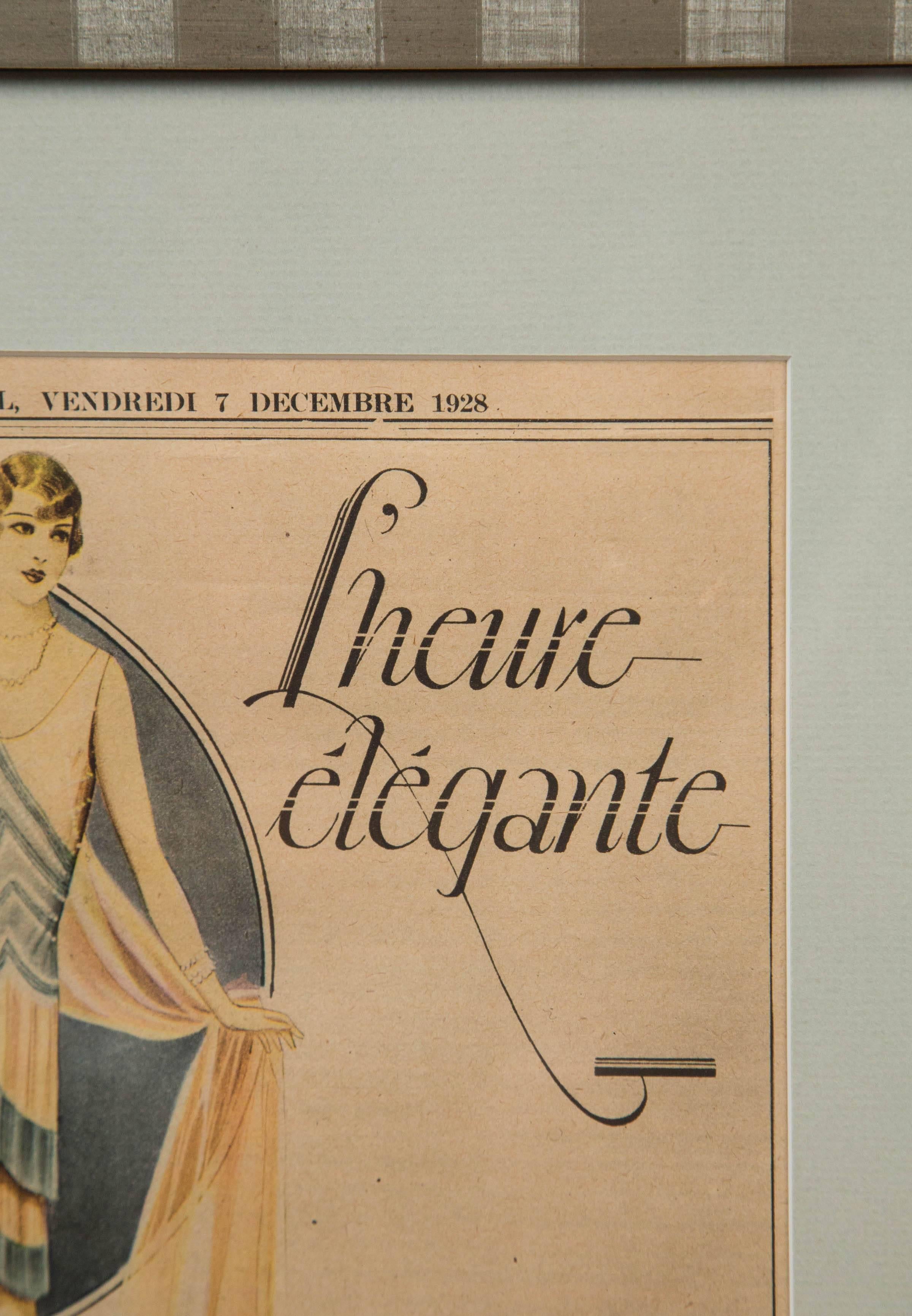 Art Deco Pair of Vintage Fashion Advertisements, La Presse Montreal, 1928 For Sale