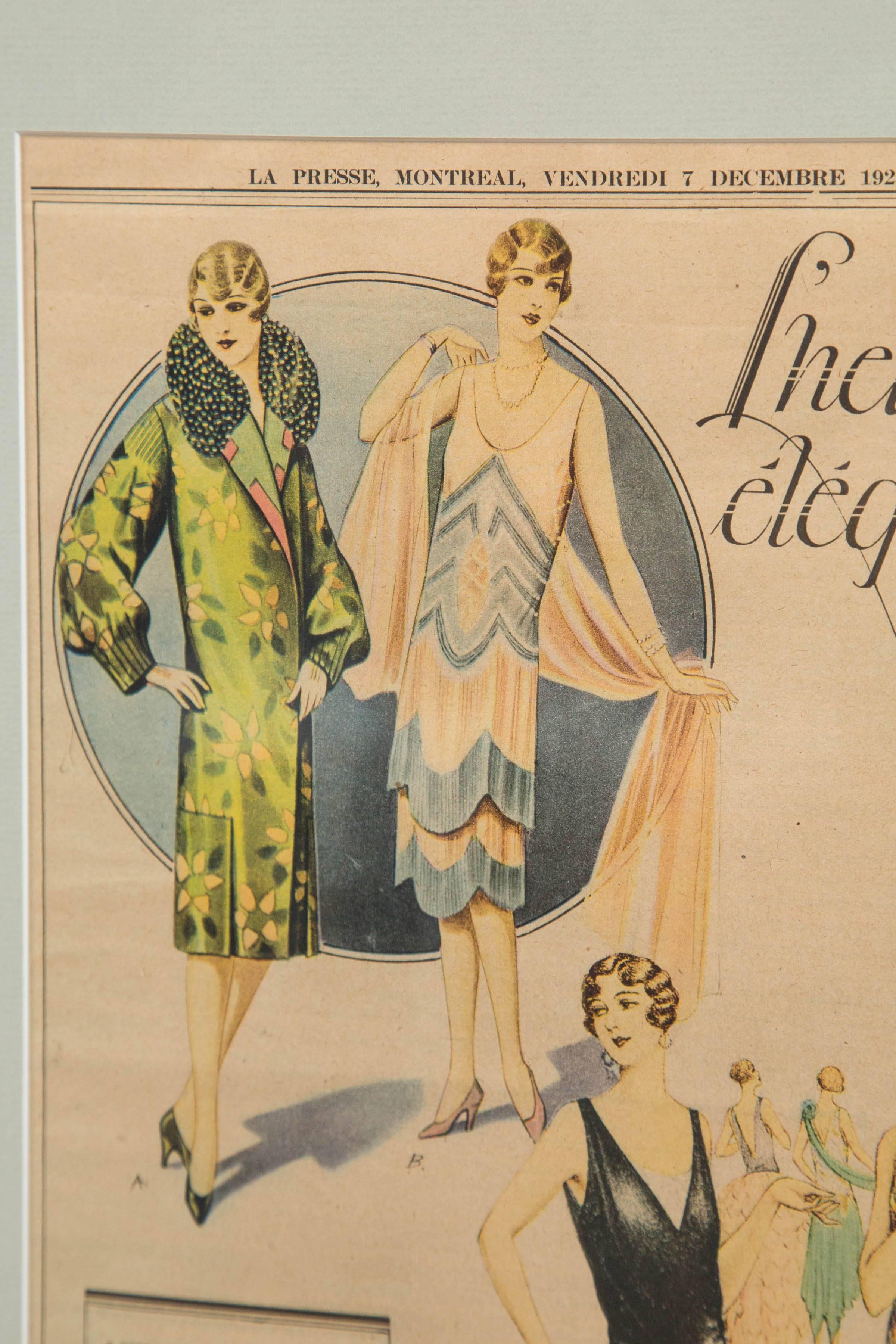 Canadian Pair of Vintage Fashion Advertisements, La Presse Montreal, 1928 For Sale