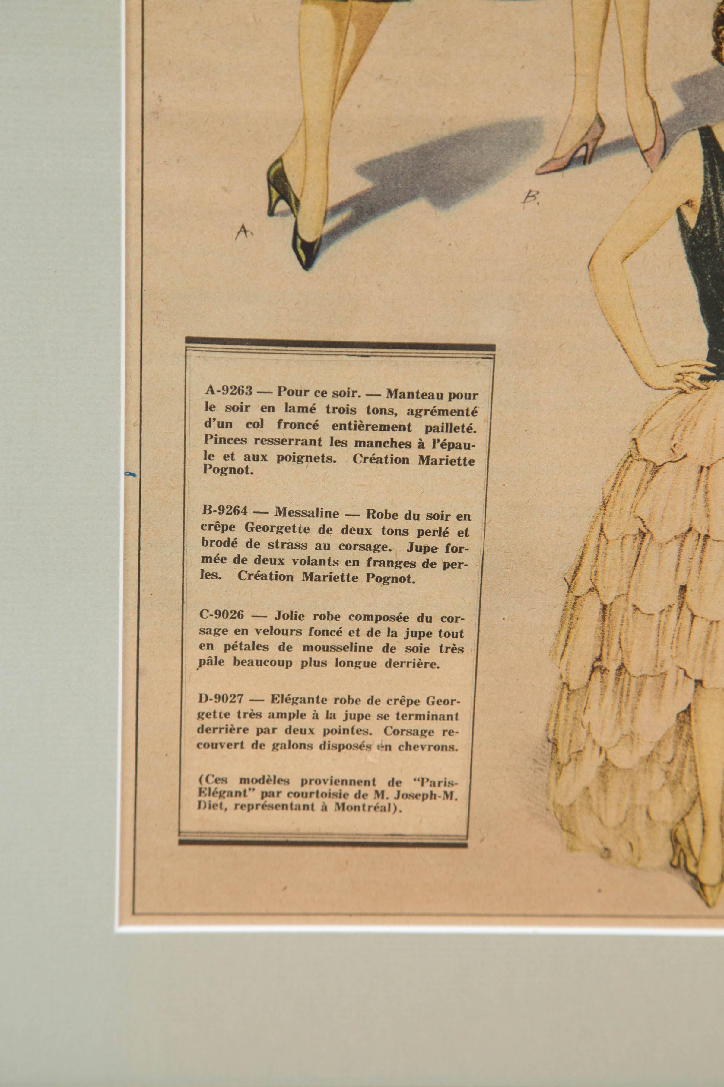 Paper Pair of Vintage Fashion Advertisements, La Presse Montreal, 1928 For Sale