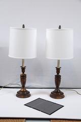 Pair of Elmwood Candlestick Lamps, England, circa 1920