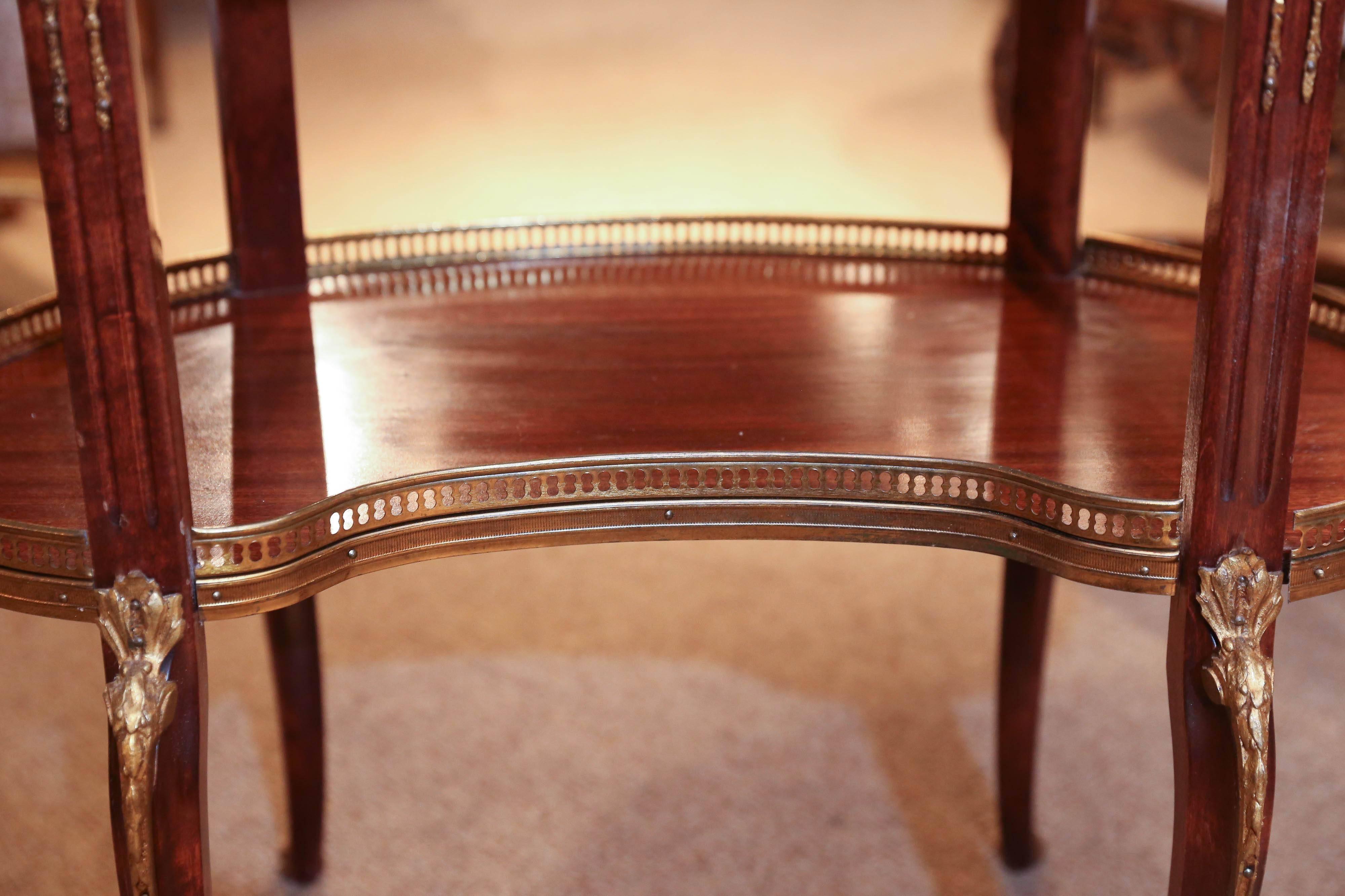 20th Century French Louis XV-Into Louis XVI-Style Mahogany and Marble-Top Occasional Table