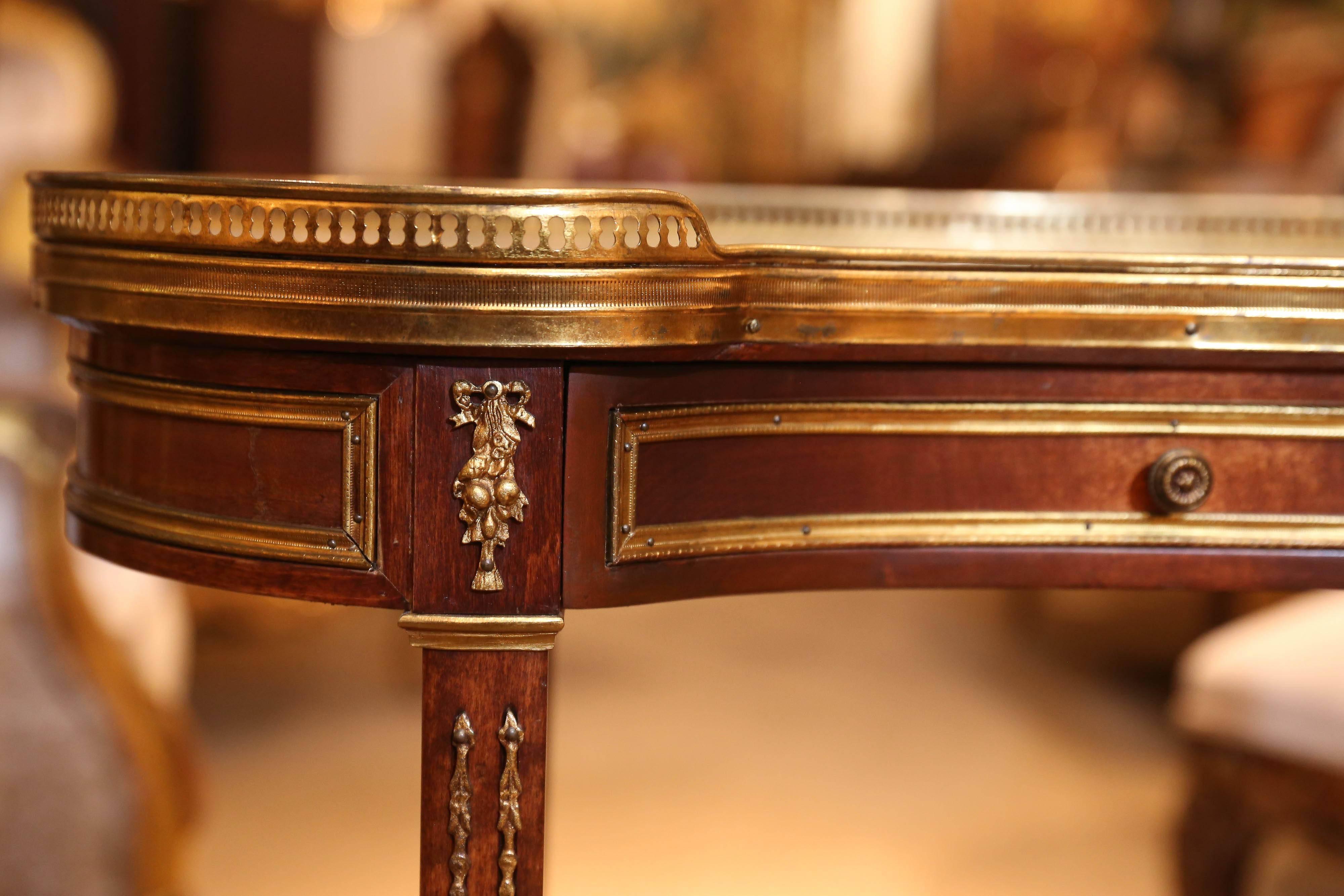 French Louis XV-Into Louis XVI-Style Mahogany and Marble-Top Occasional Table 2