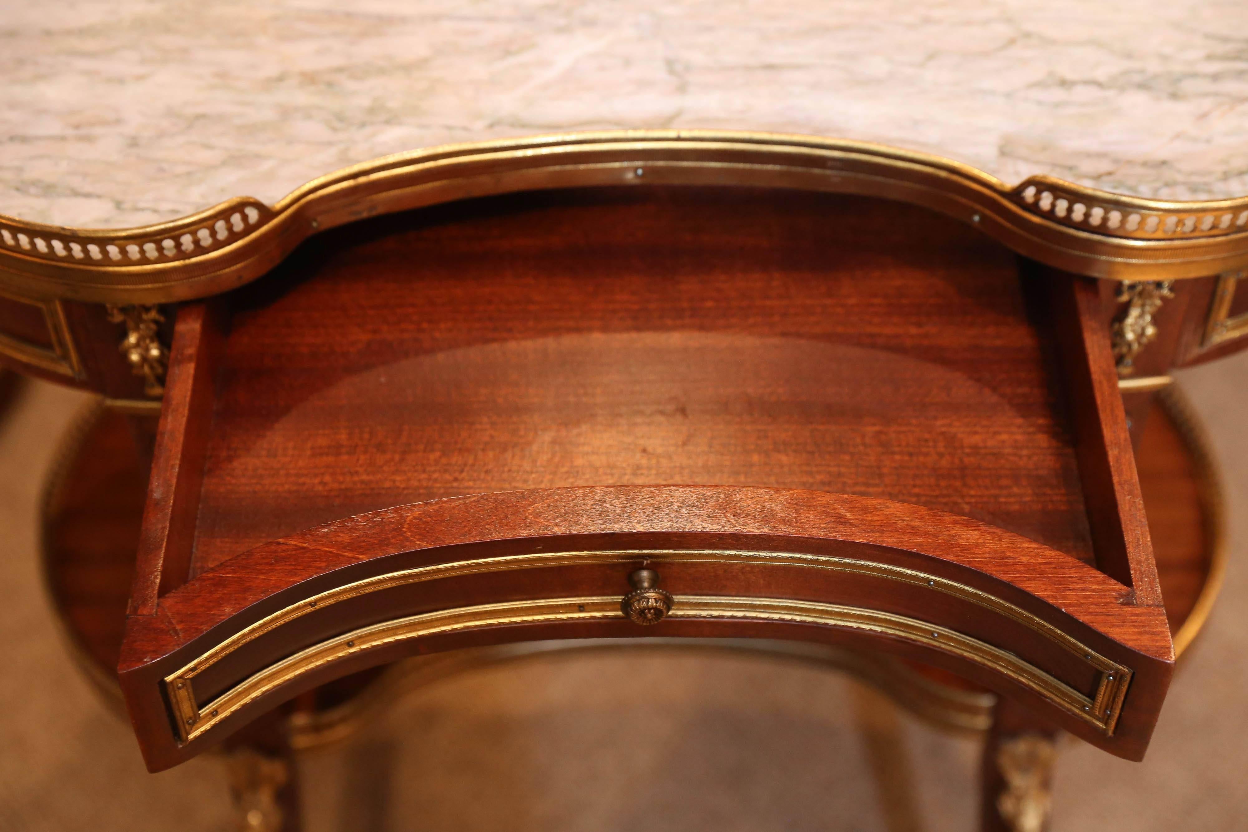 French Louis XV-Into Louis XVI-Style Mahogany and Marble-Top Occasional Table 3