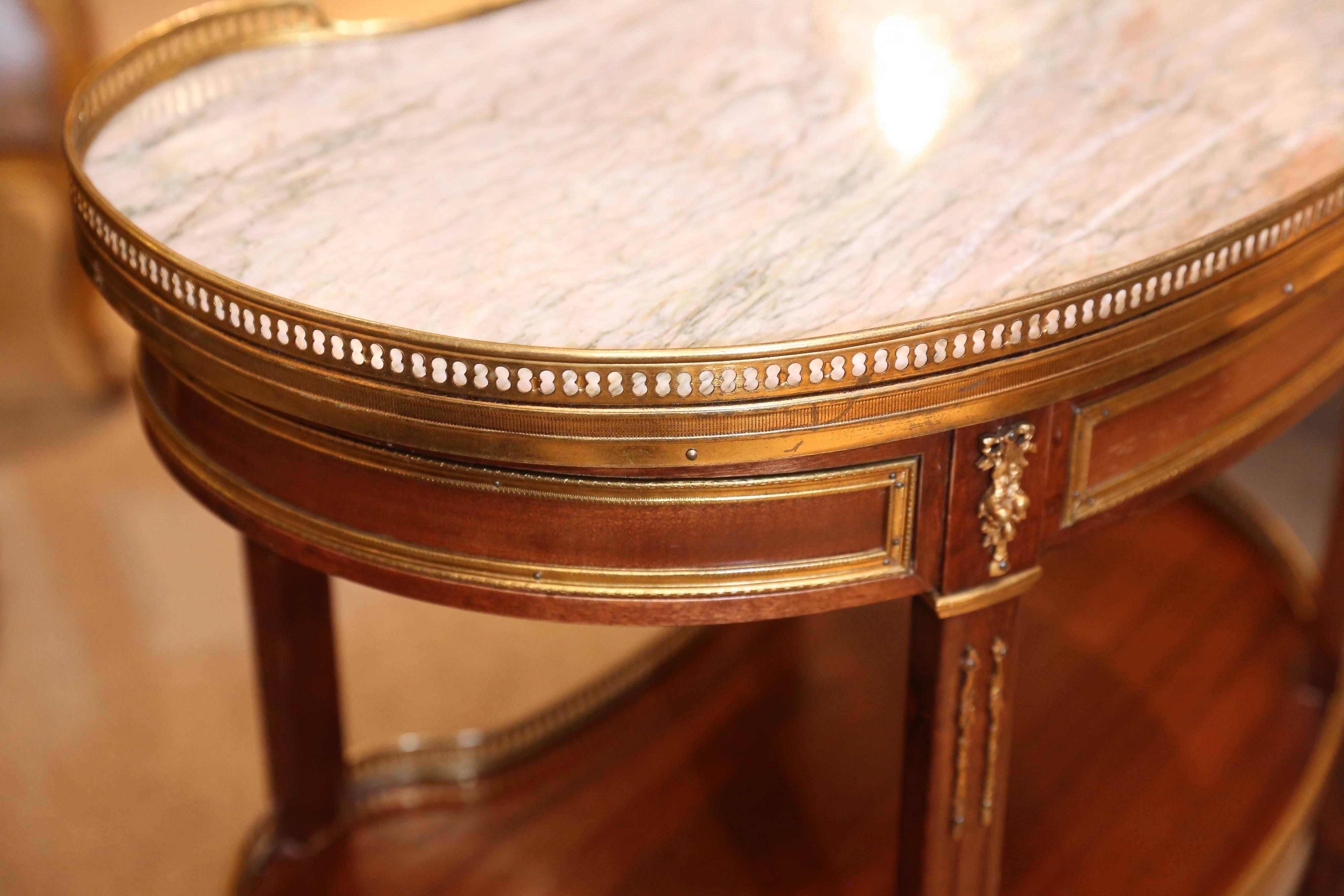 French Louis XV-Into Louis XVI-Style Mahogany and Marble-Top Occasional Table 5