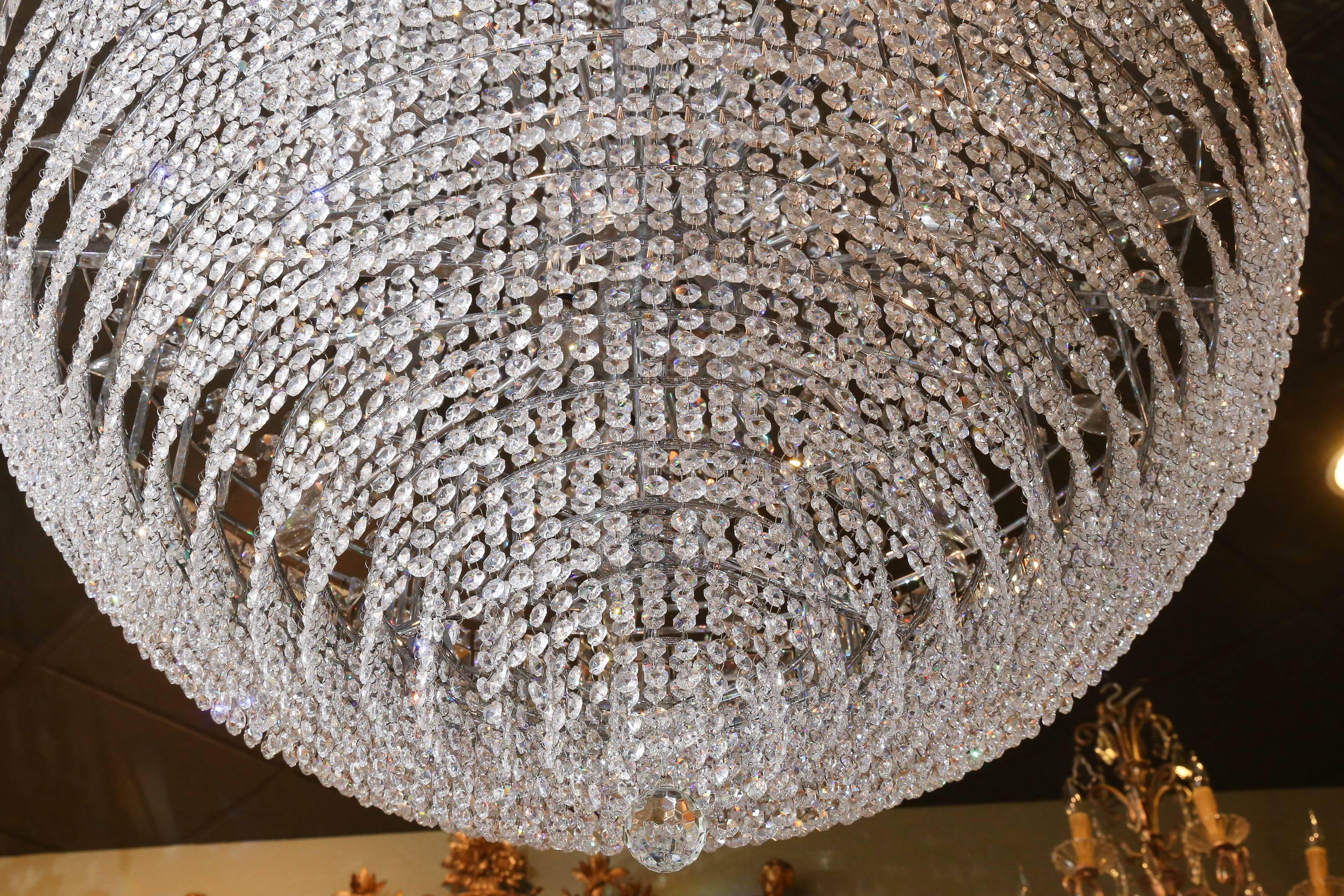 Italian French Empire Style Crystal Chandelier, Large in Scale