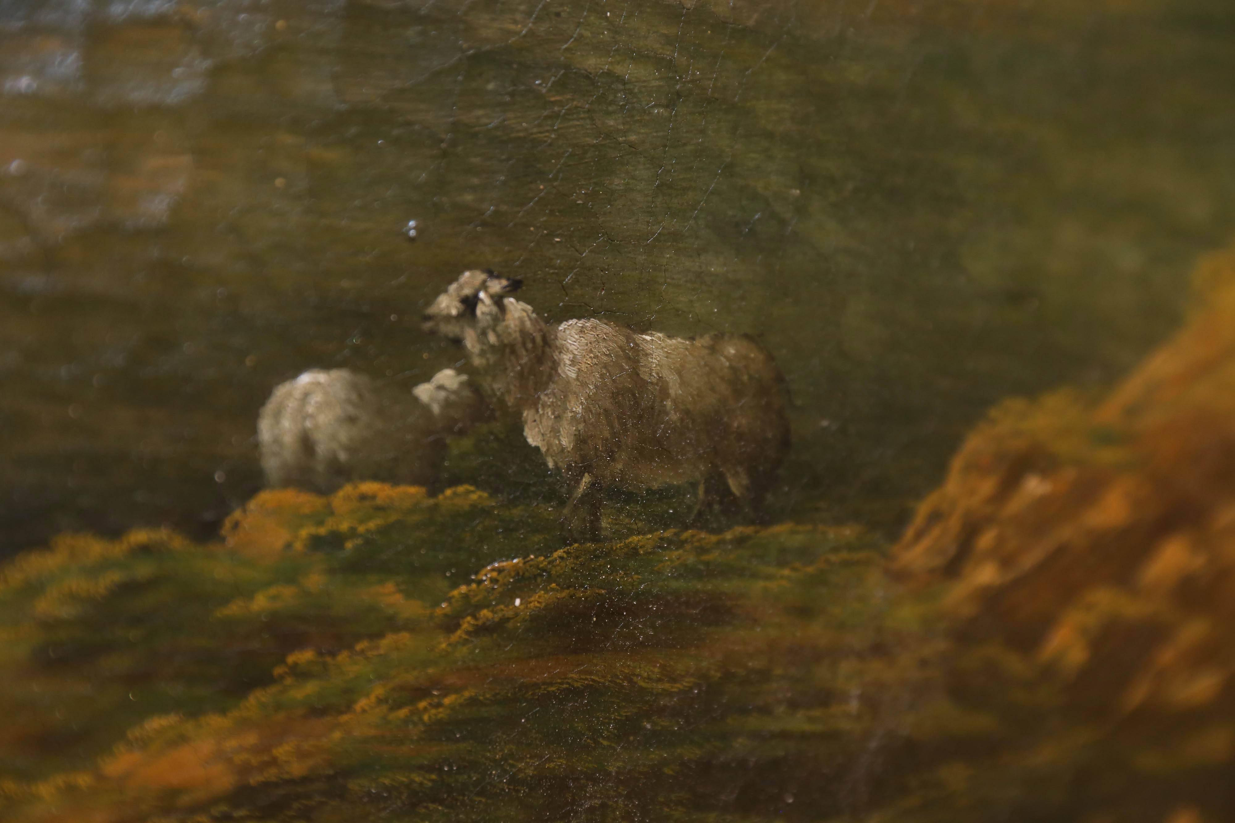 French Oil on Canvas, Pastoral Landscape Depicting Shepherds 3