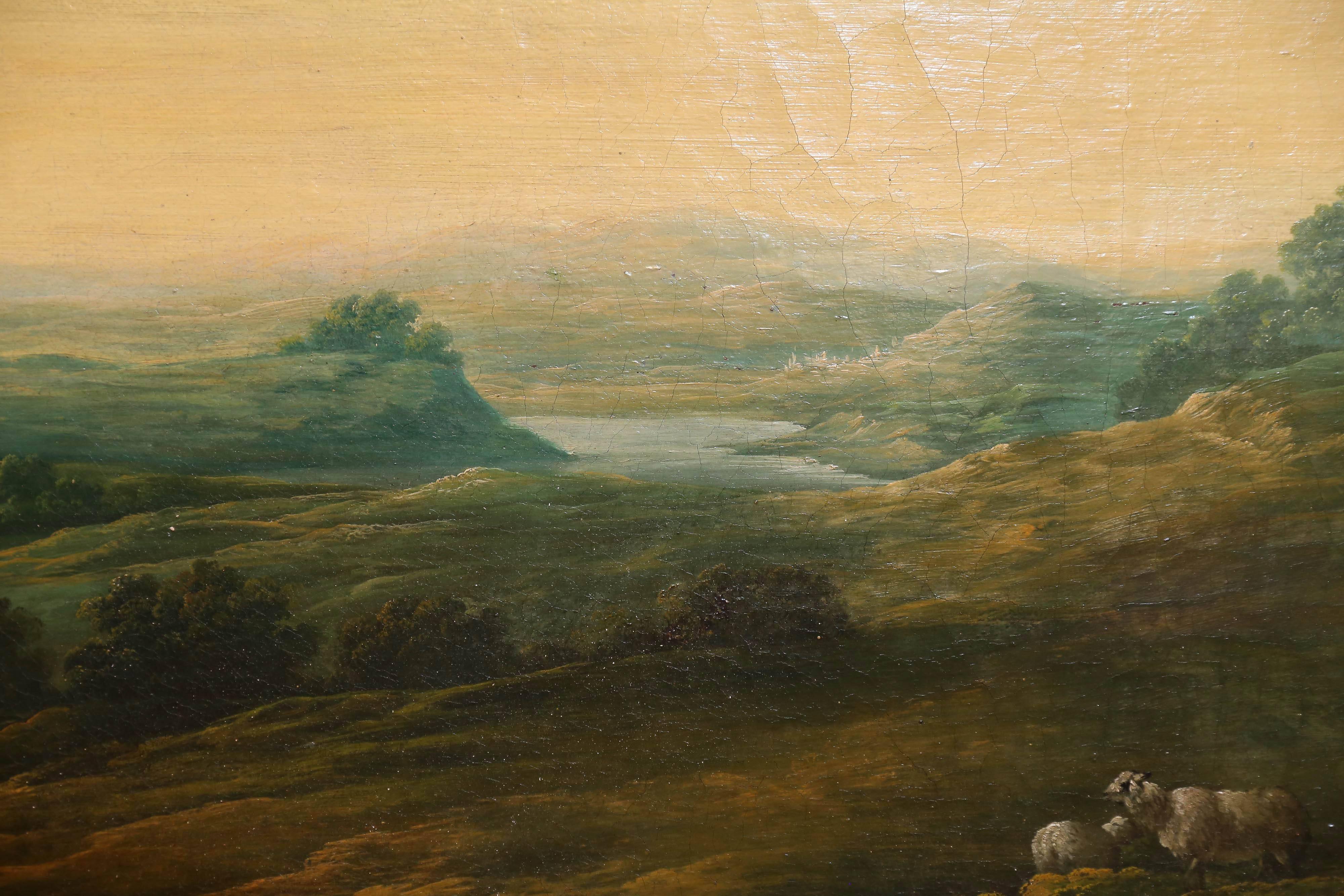 French Oil on Canvas, Pastoral Landscape Depicting Shepherds 4