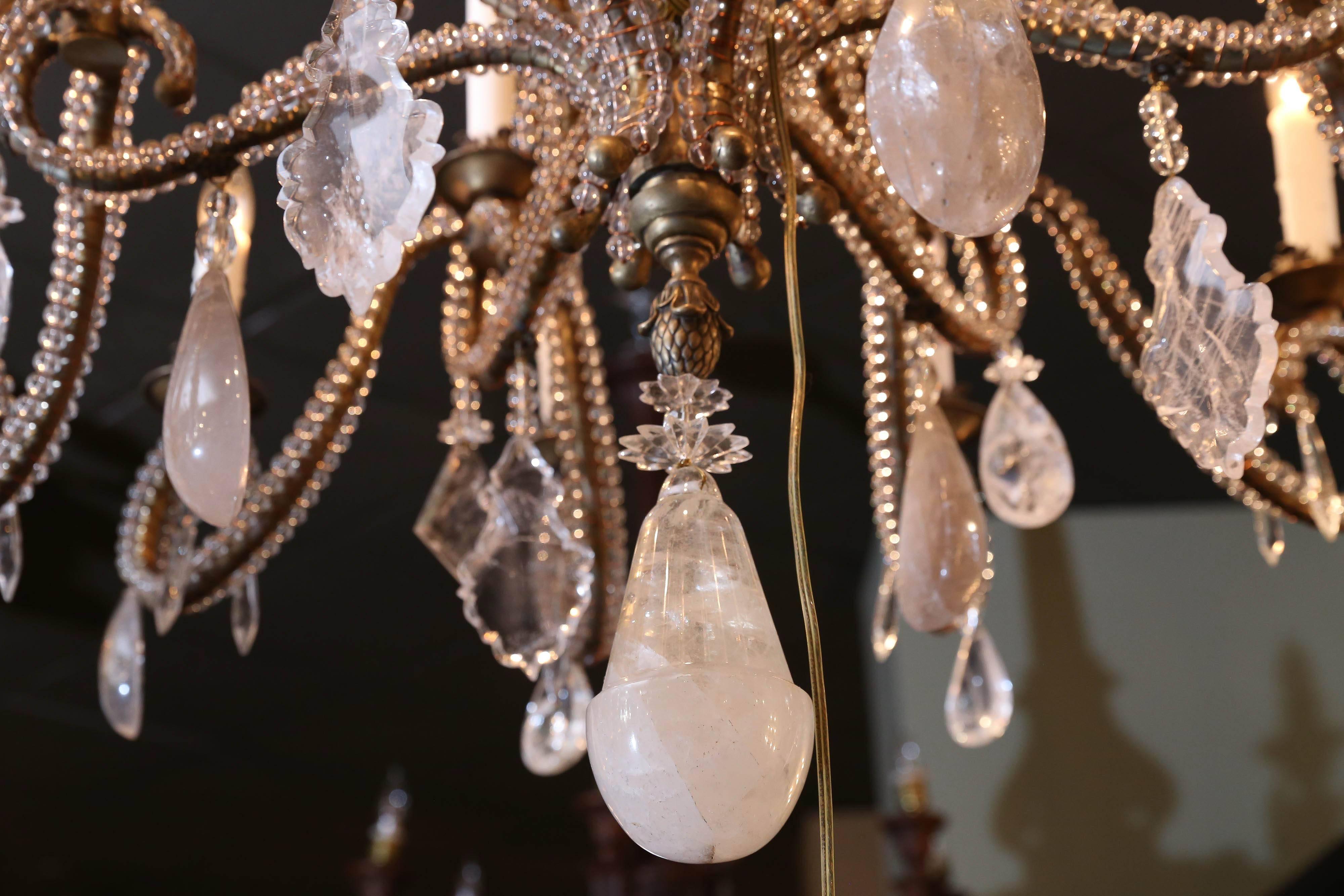 Large Bronze and Rock Crystal Chandelier 3
