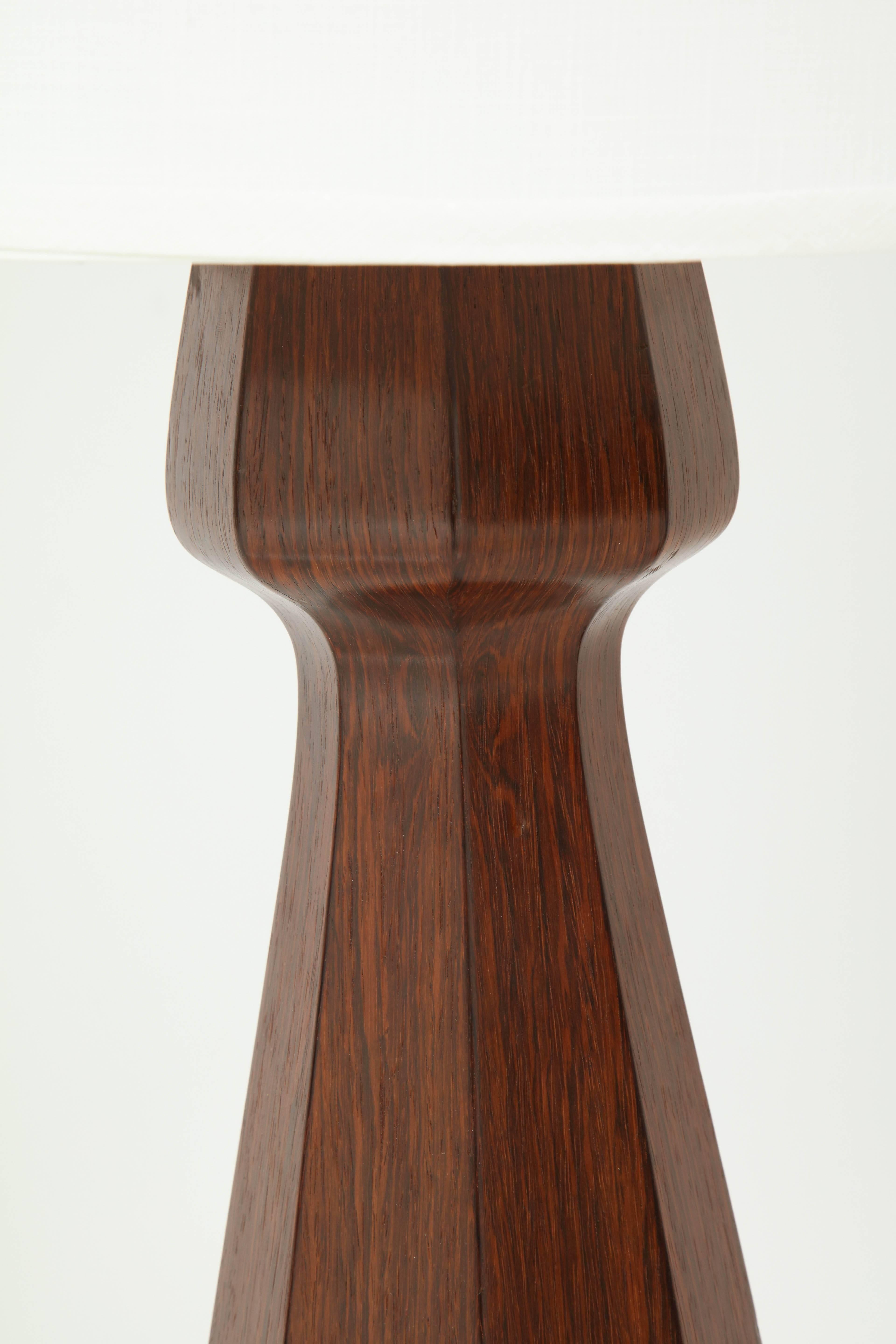 Mid-20th Century Large rosewood column lamps