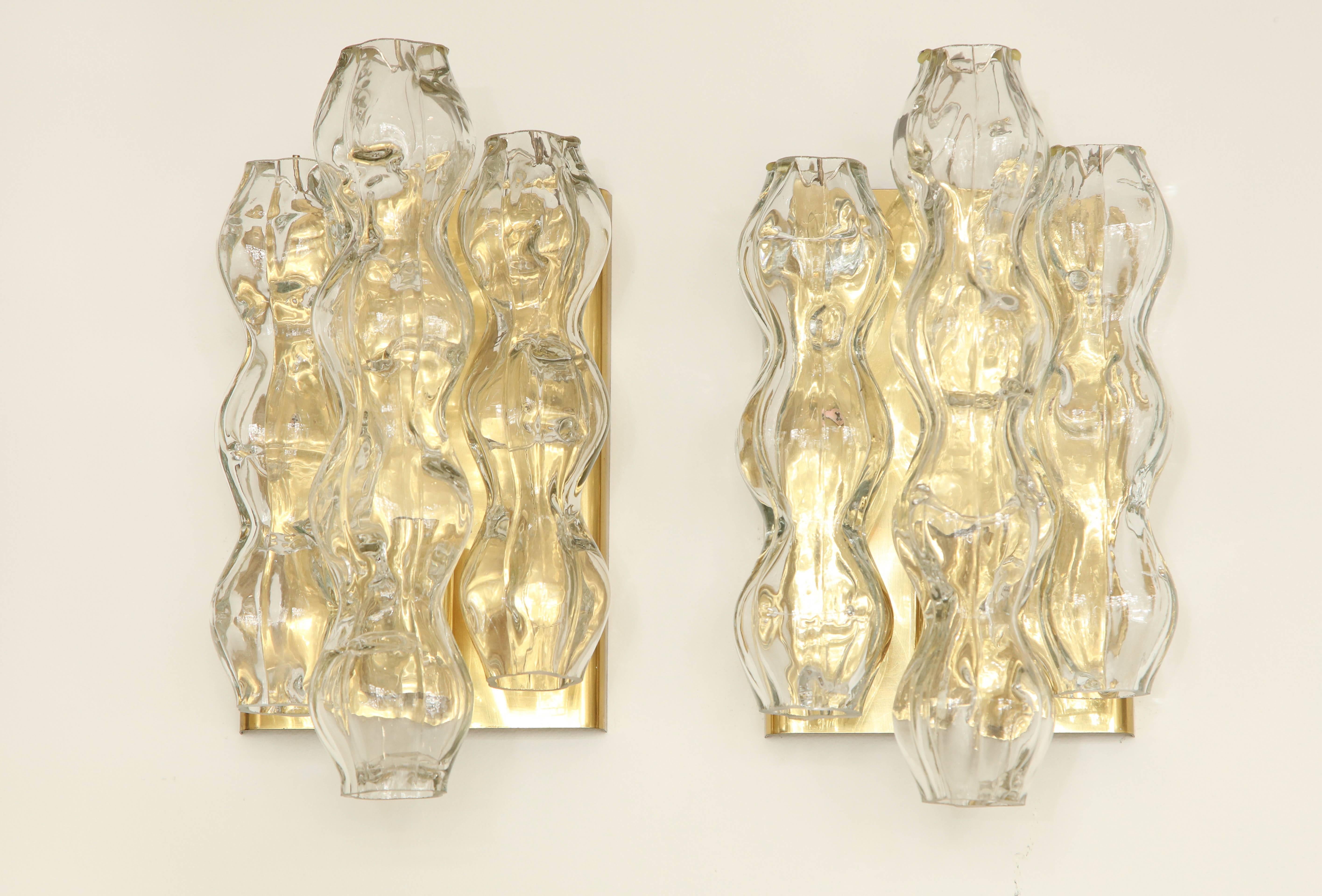 German Pair of Glass Sconces by Doria