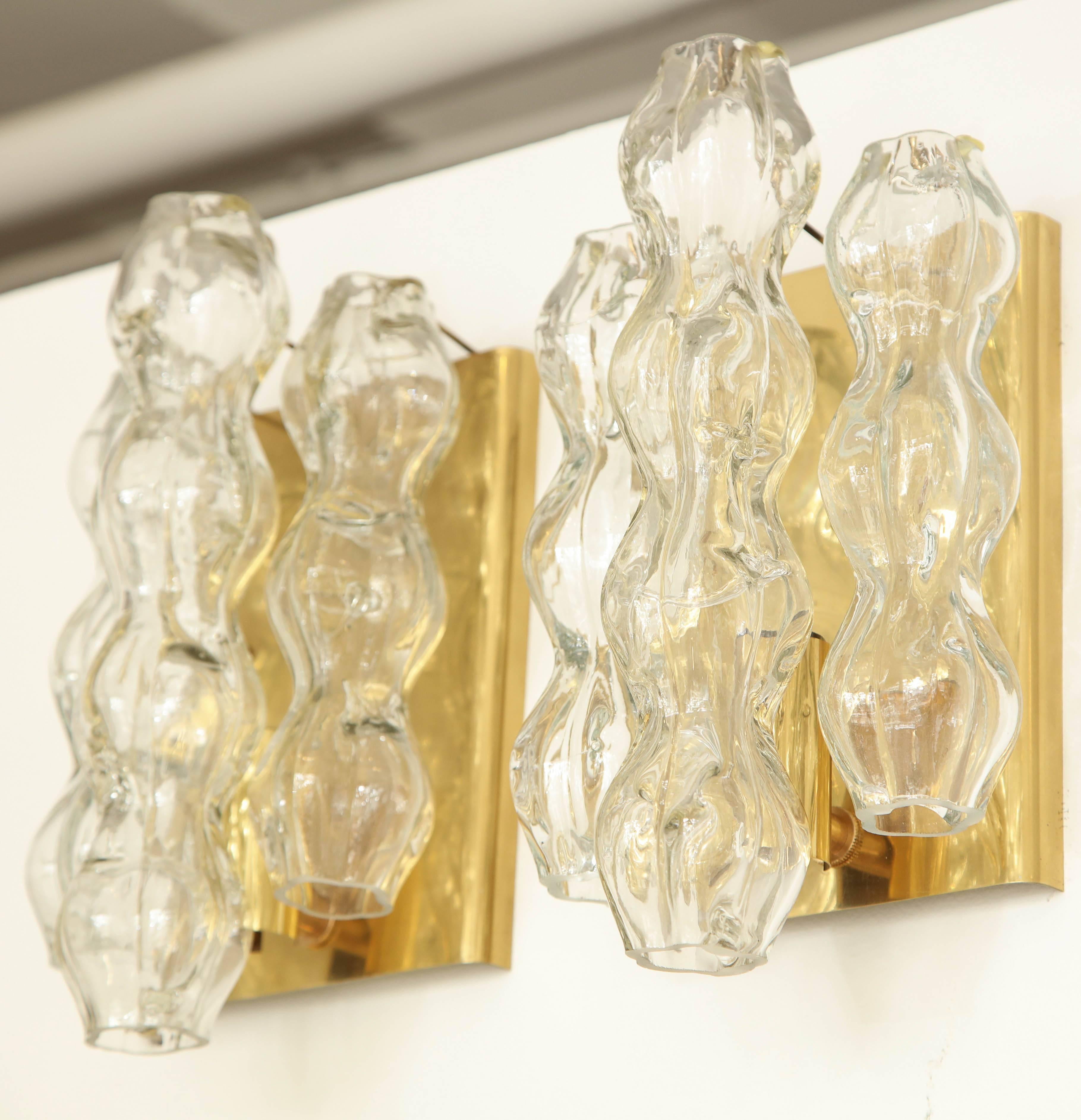 Pair of Glass Sconces by Doria In Excellent Condition In New York, NY