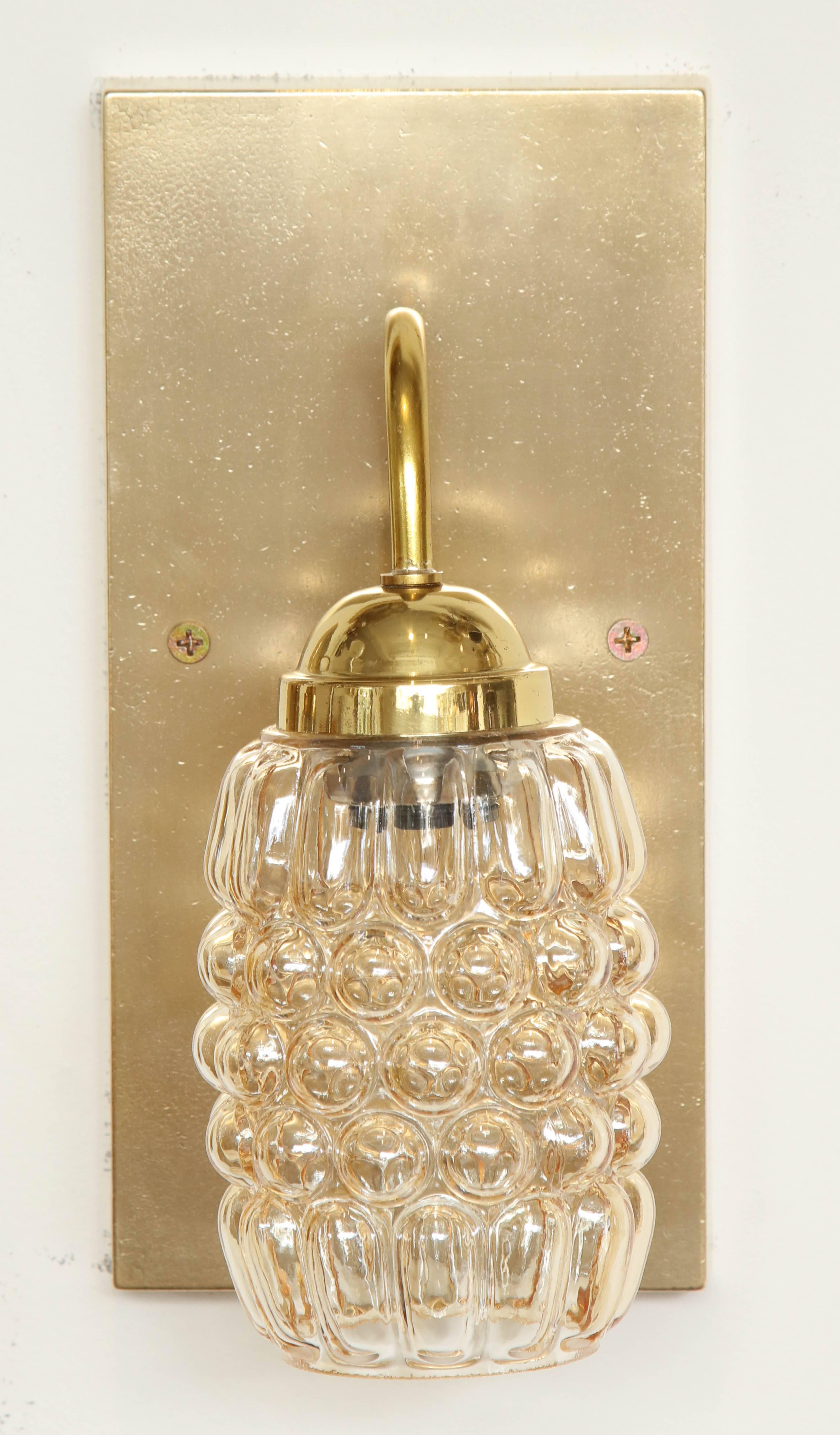 Brass Pair of Champagne Bubble Glass Sconces
