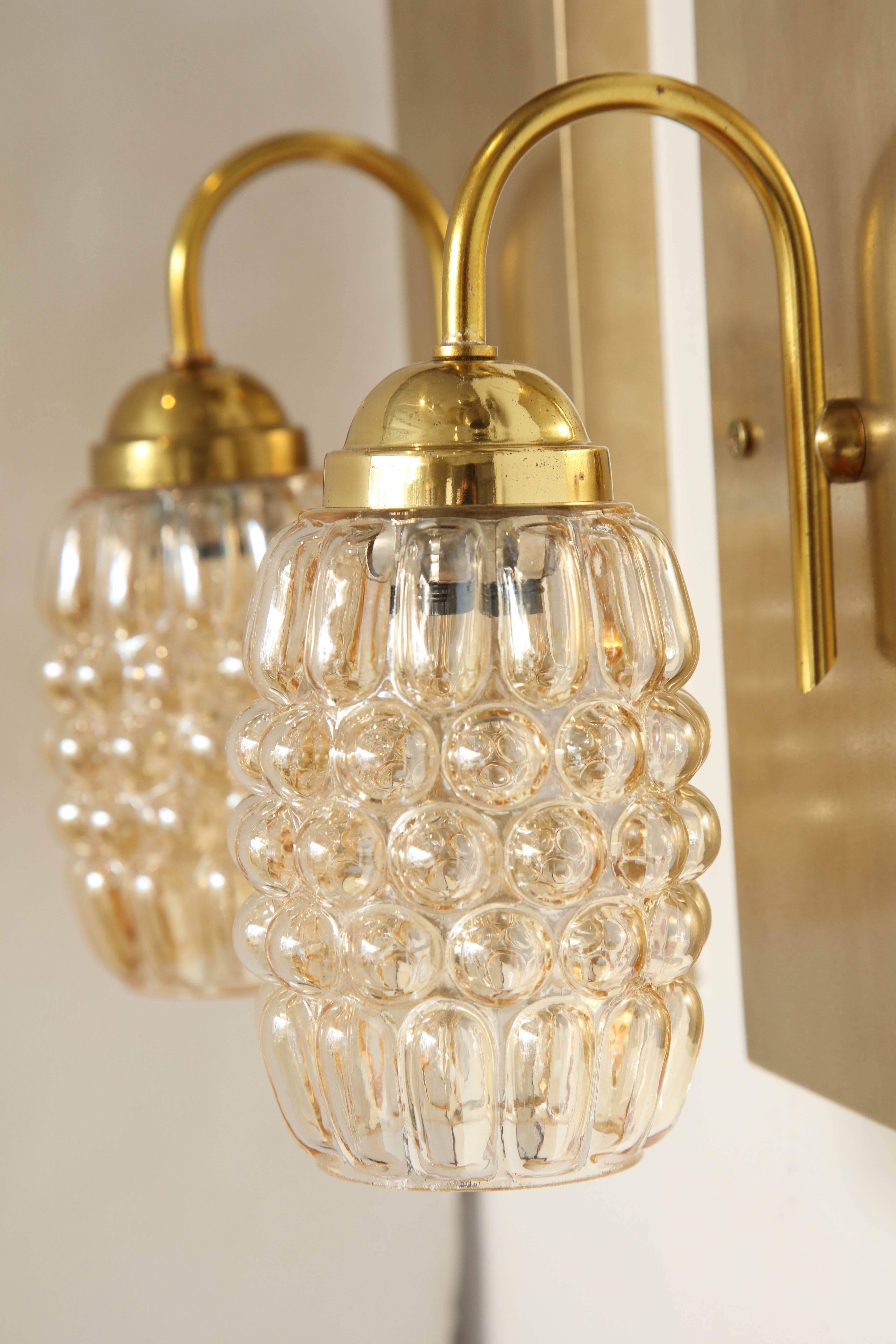 Mid-20th Century Pair of Champagne Bubble Glass Sconces