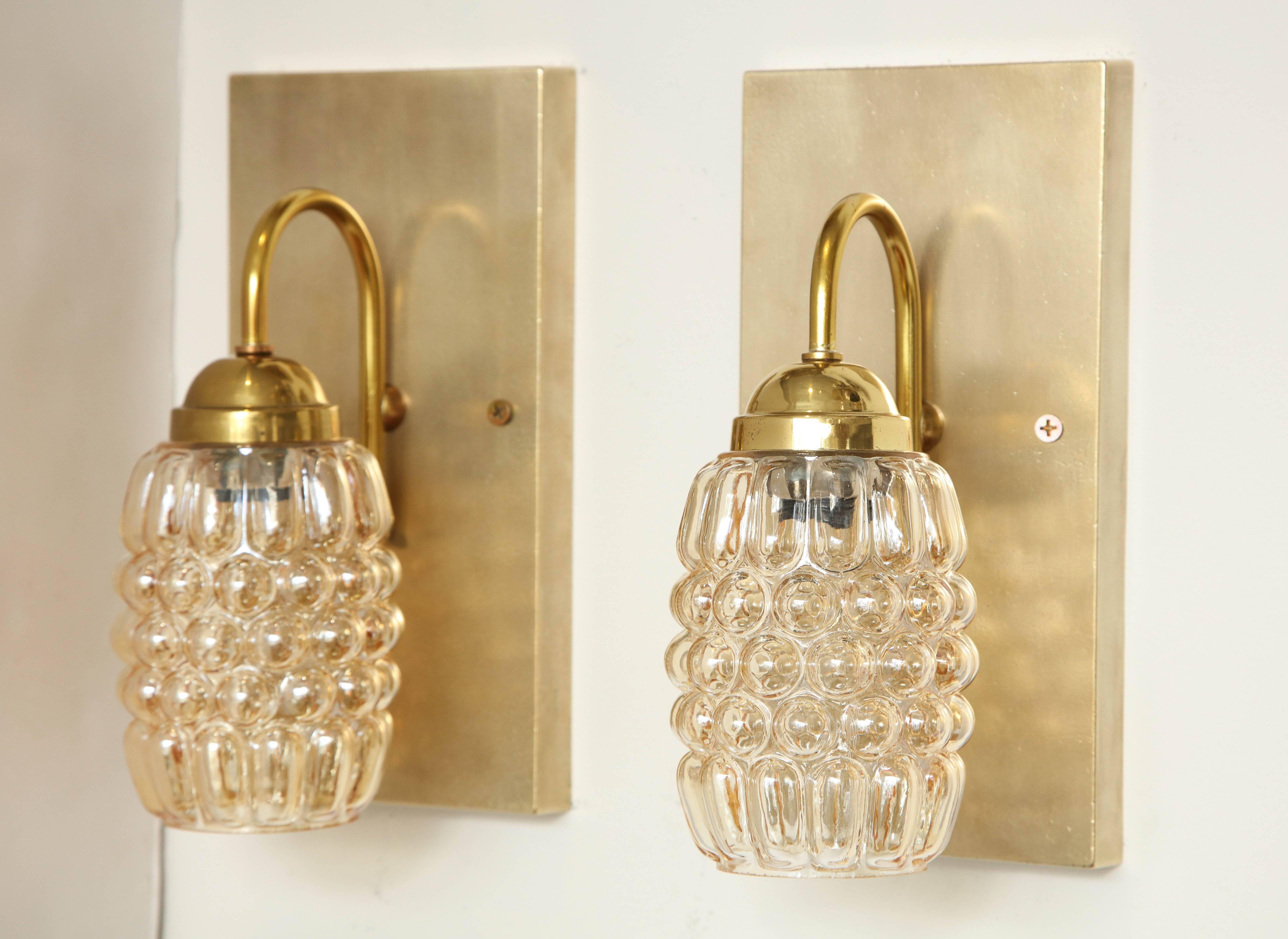 Pair of Champagne Bubble Glass Sconces In Excellent Condition In New York, NY