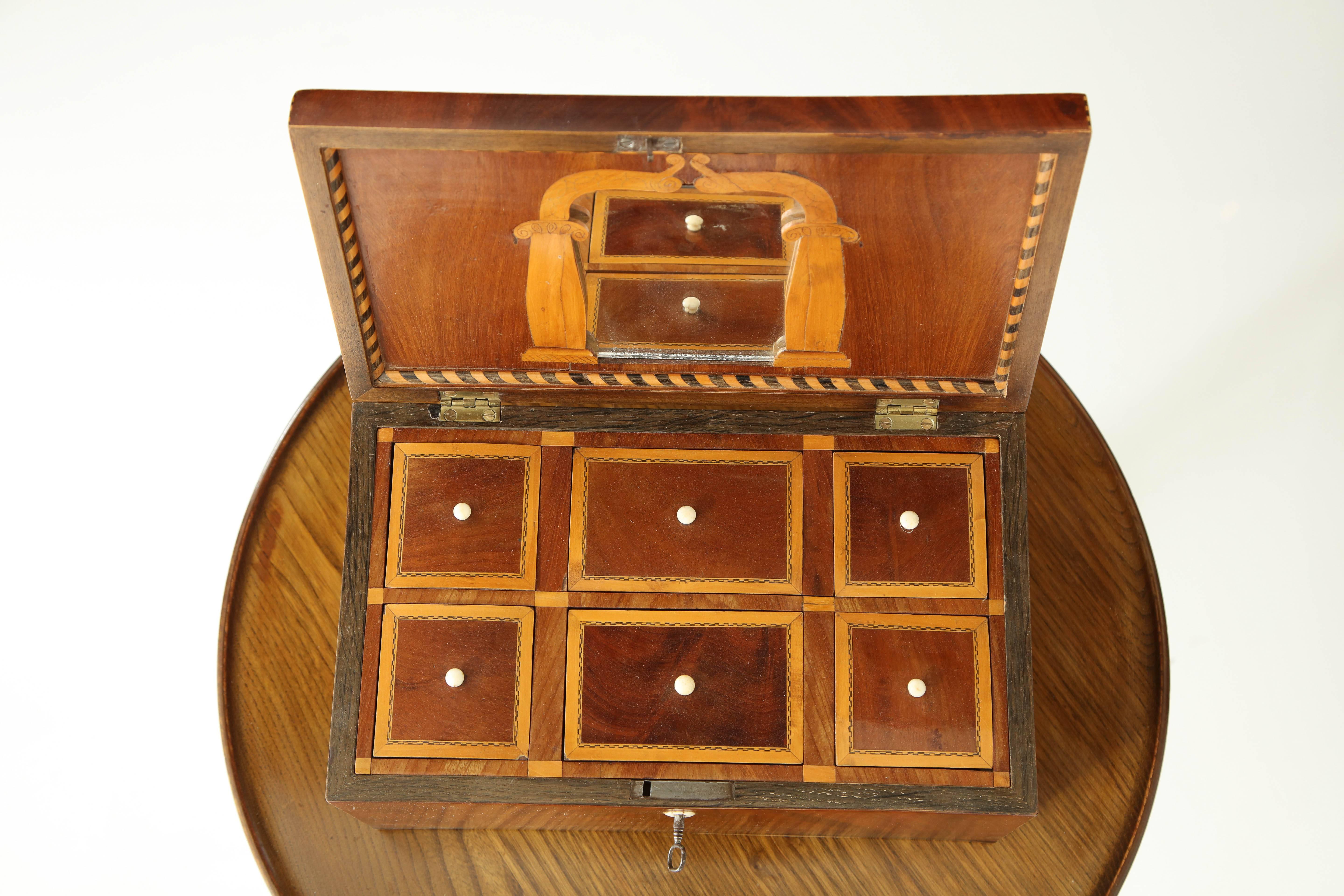 Danish Empire Mahogany and Inlaid Box, Early 19th Century 1