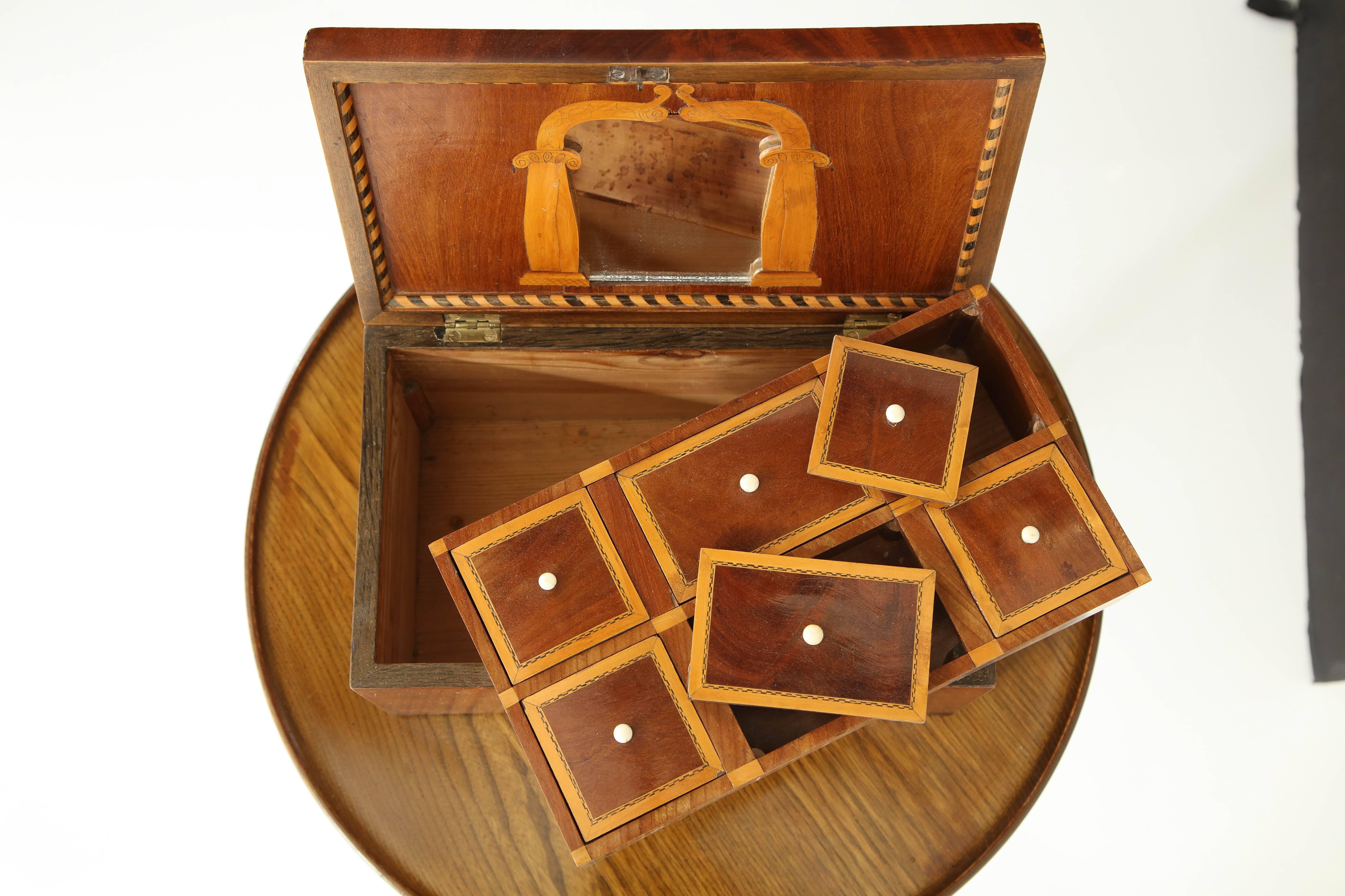 Danish Empire Mahogany and Inlaid Box, Early 19th Century 2