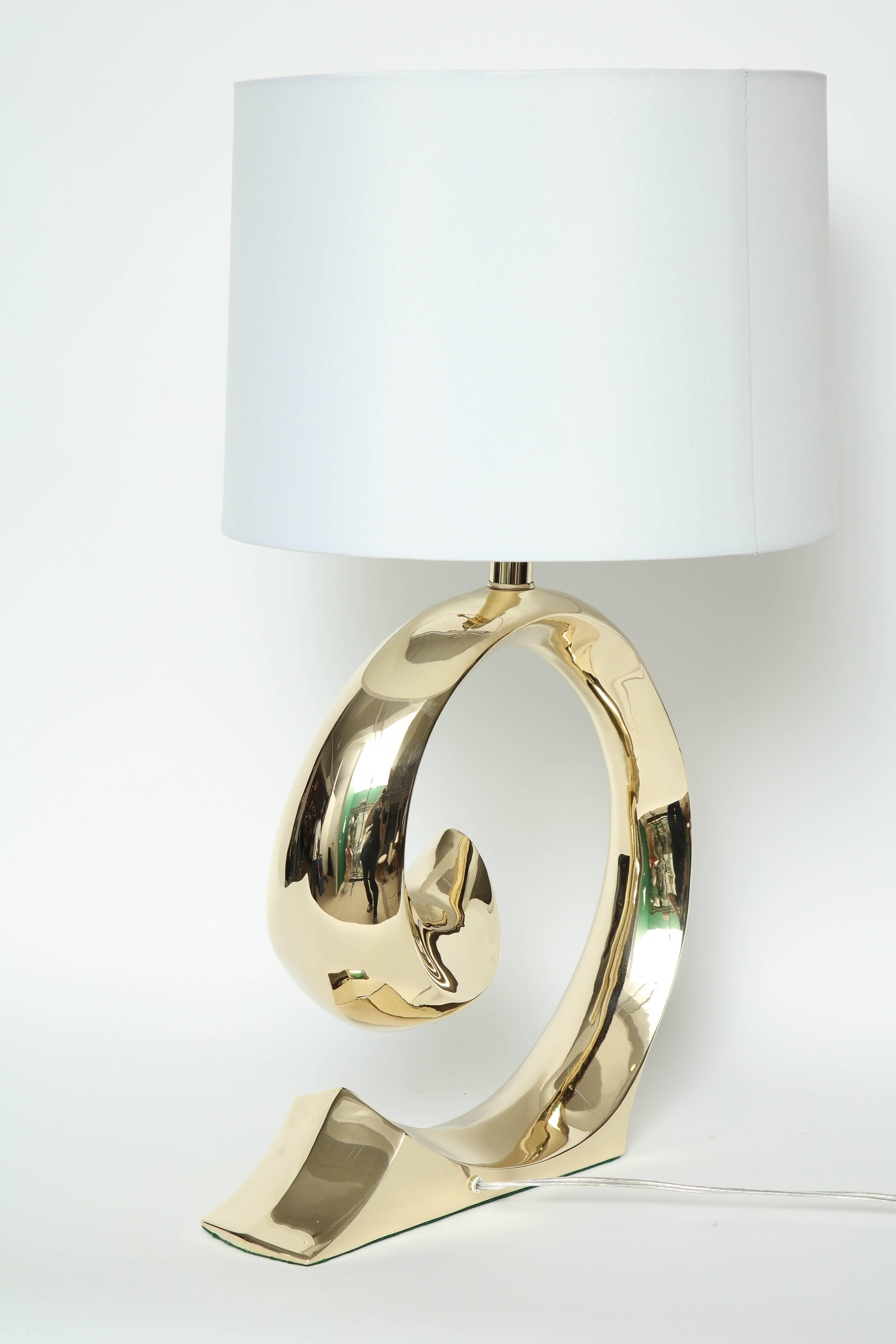 American Erwin Lambeth, Cardin Logo Brass Lamps