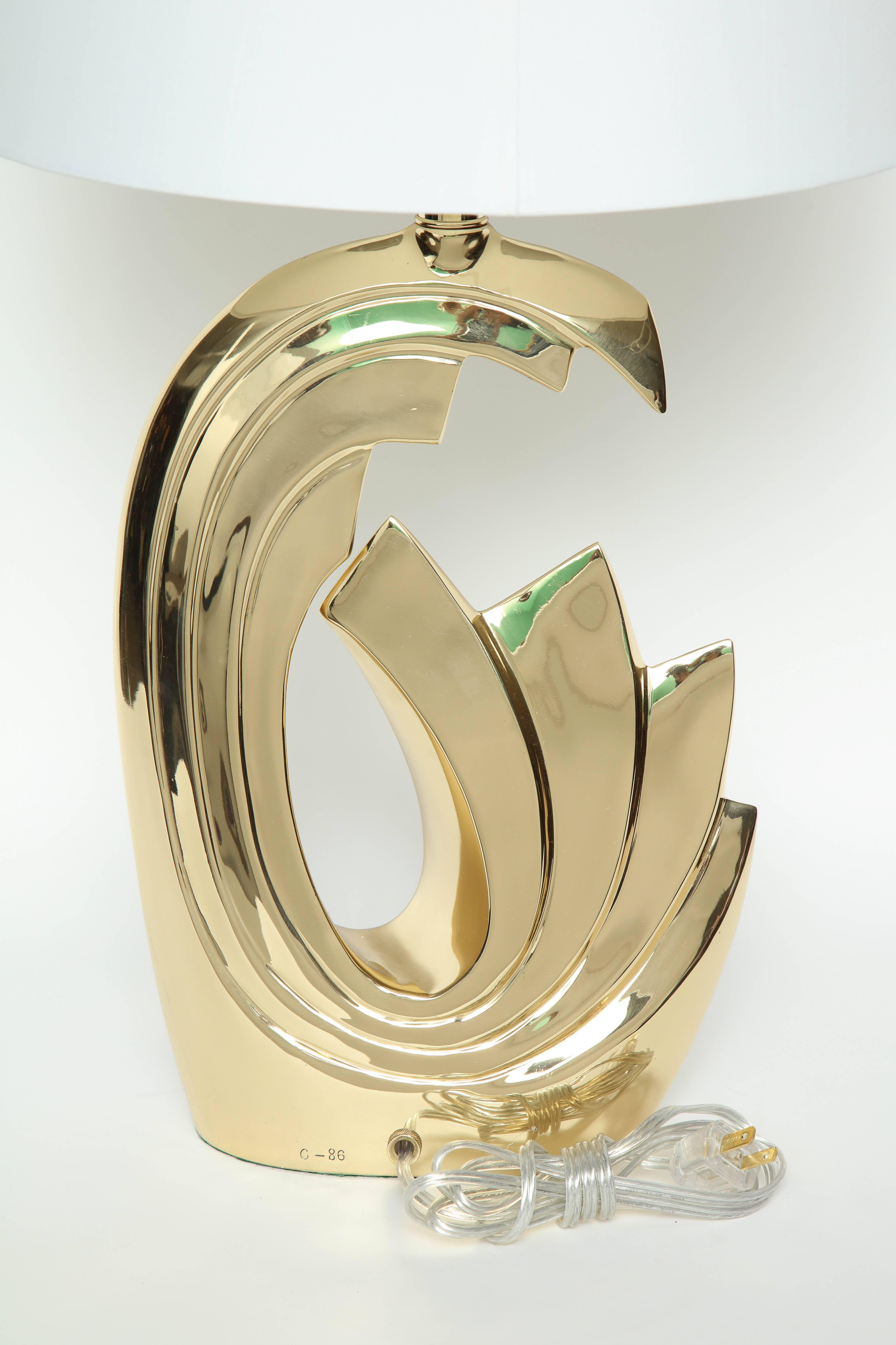 American Pierre Cardin Brass Tidal Wave Lamps