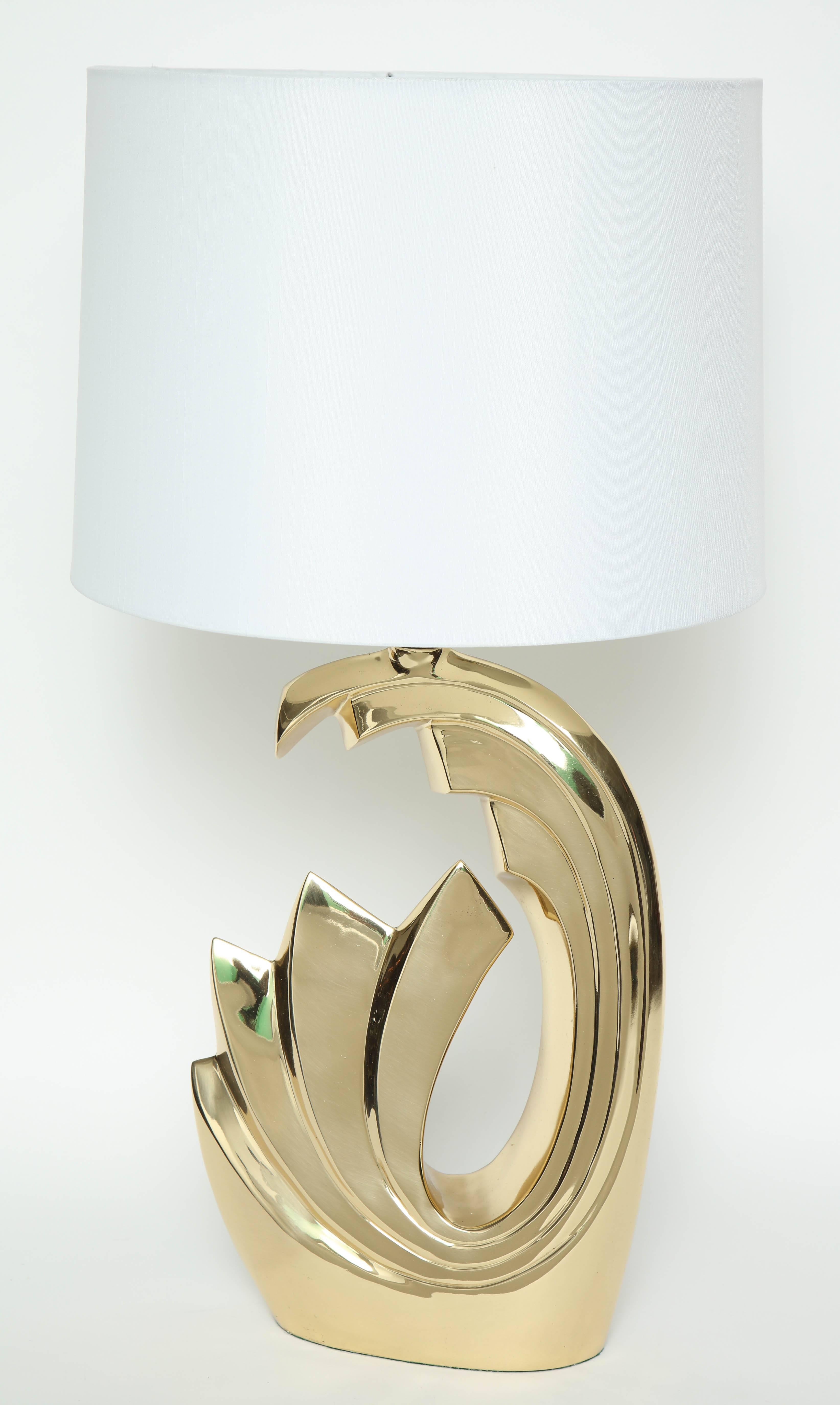 Pierre Cardin Brass Tidal Wave Lamps In Excellent Condition In New York, NY