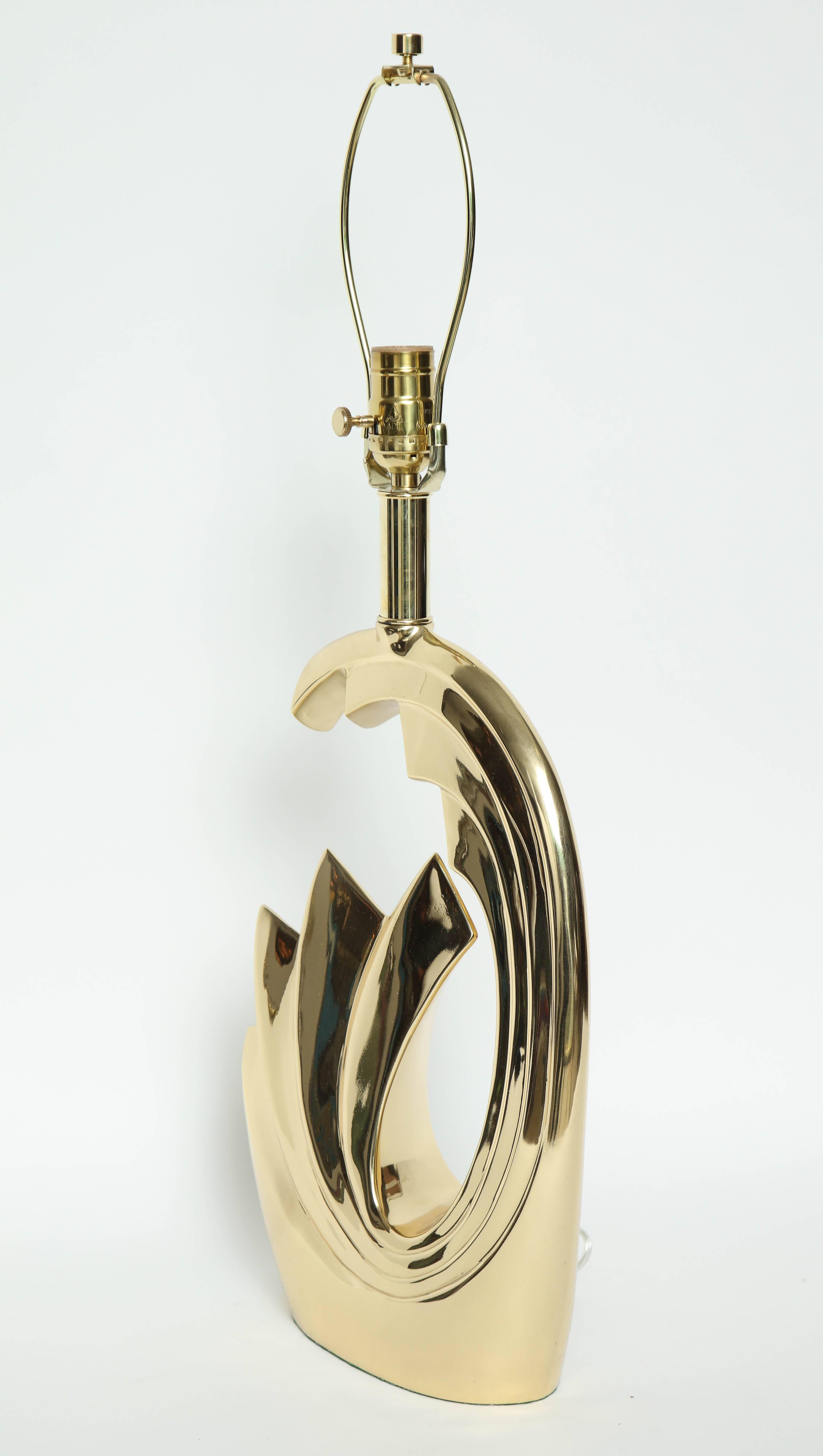 20th Century Pierre Cardin Brass Tidal Wave Lamps