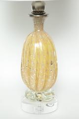 1950s Barovier&Toso Murano Glass Table Lamps, Honey Color, Lucite Base