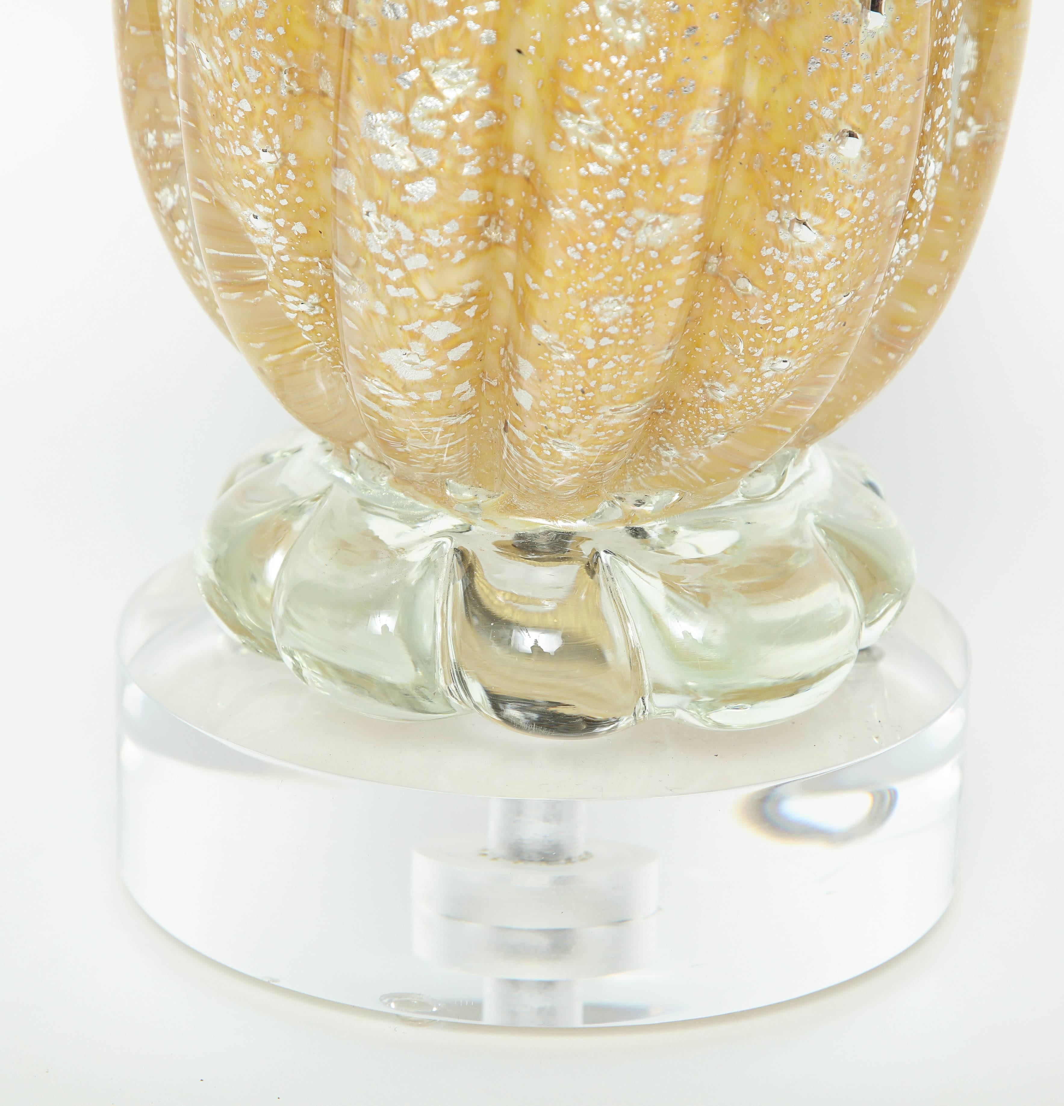 Modern Barovier Honey Colored Murano Glass Lamps