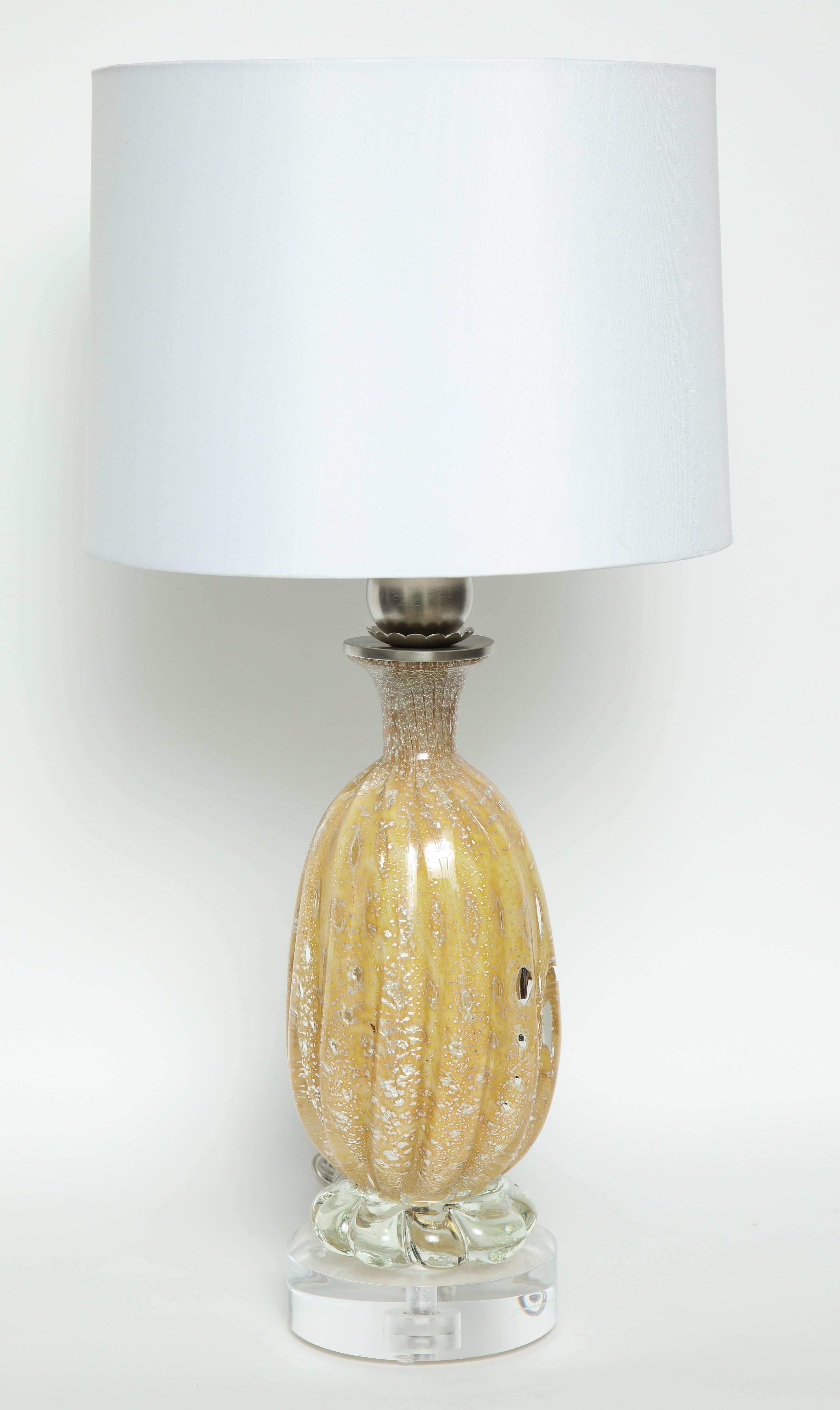 Barovier Honey Colored Murano Glass Lamps In Excellent Condition In New York, NY