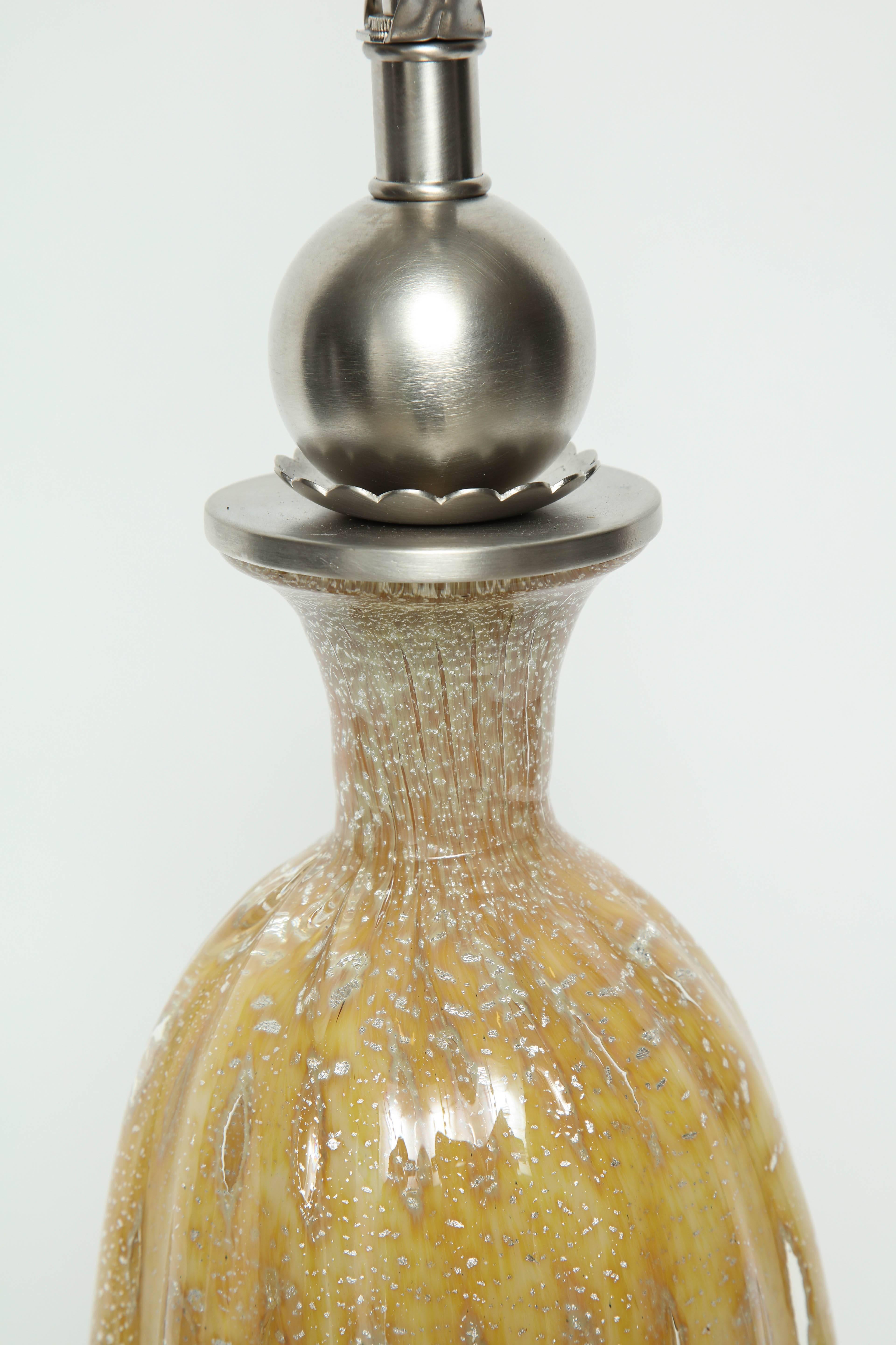 20th Century Barovier Honey Colored Murano Glass Lamps