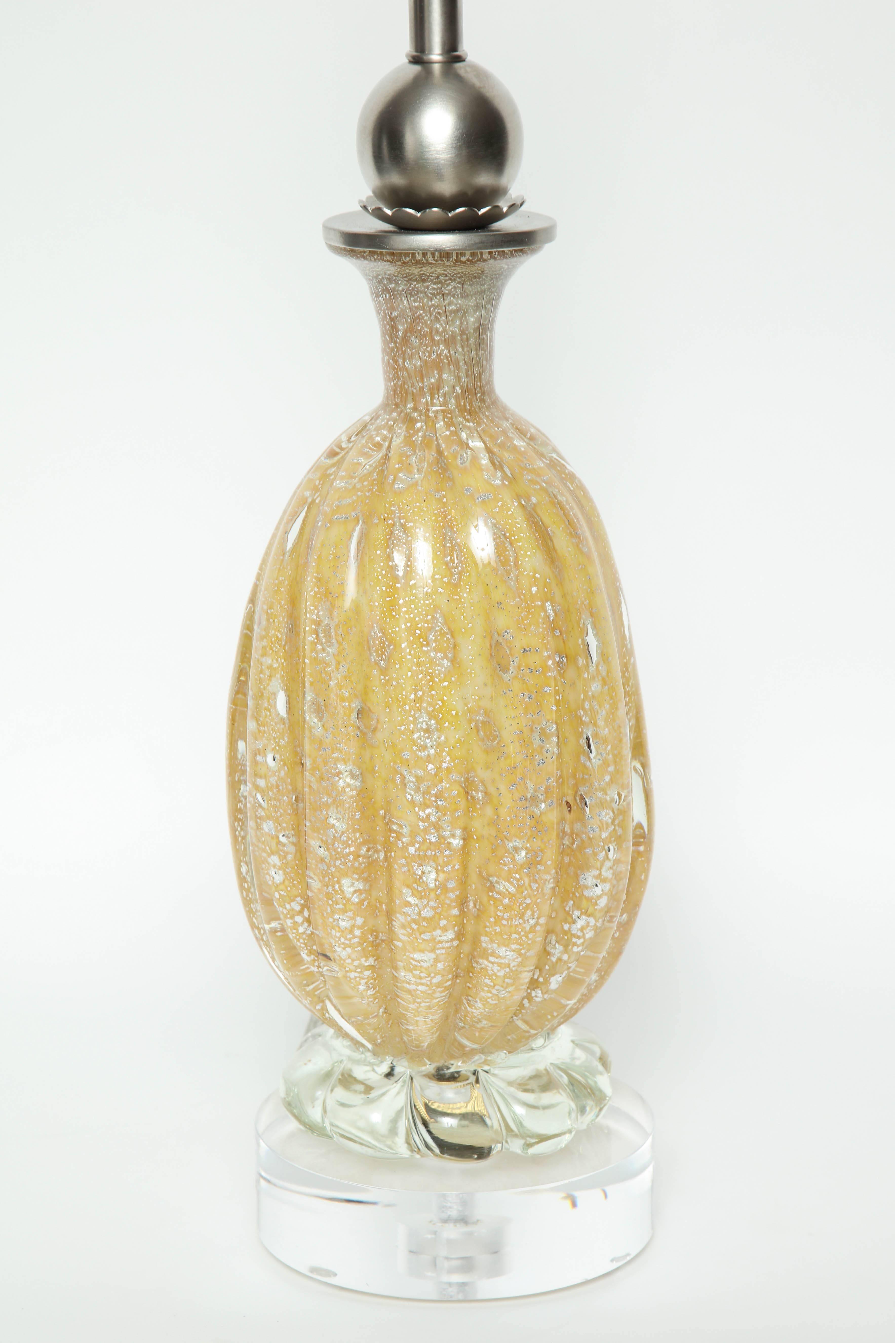 Barovier Honey Colored Murano Glass Lamps 1