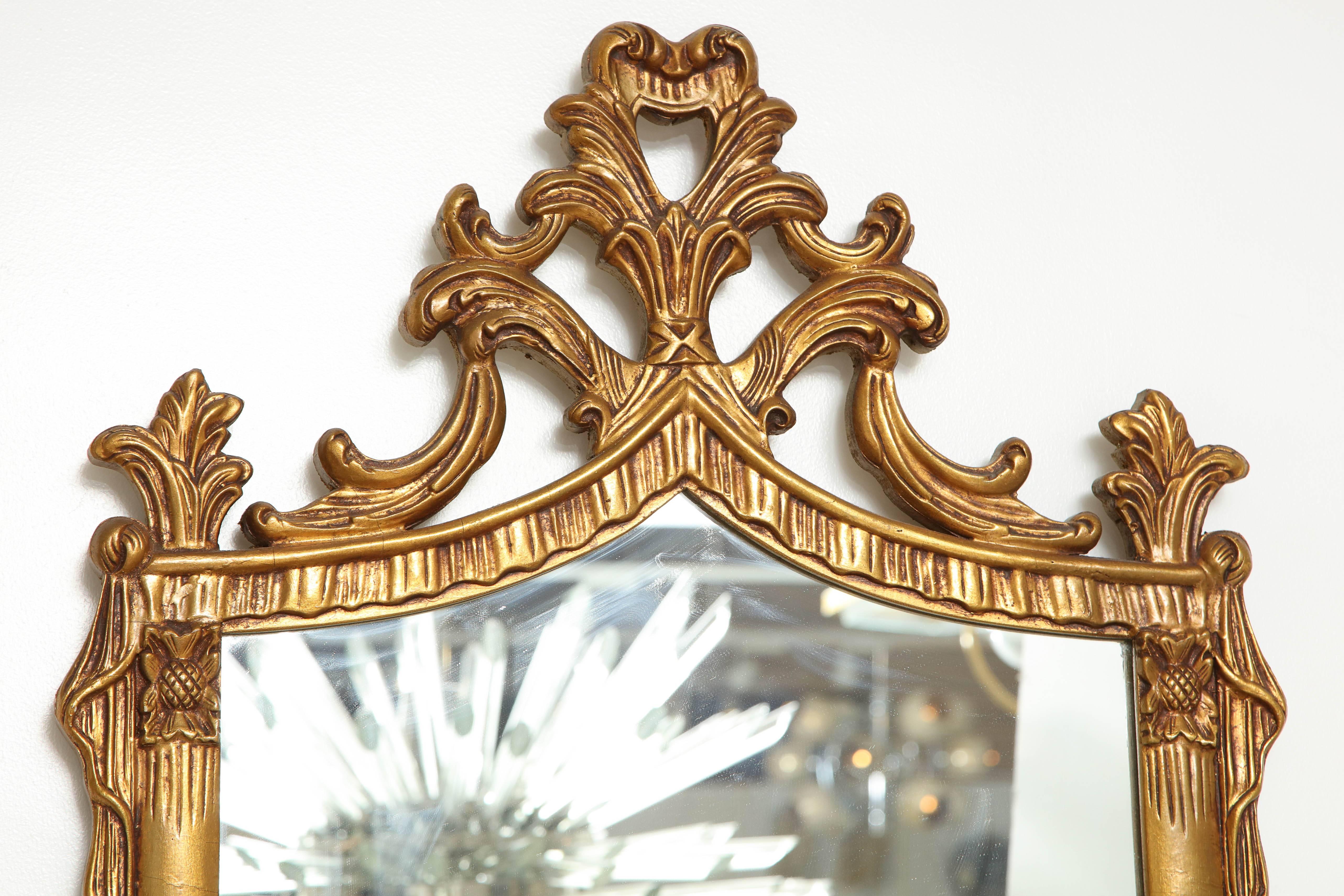 Gilt Metal Carved Italian Gilded Mirror