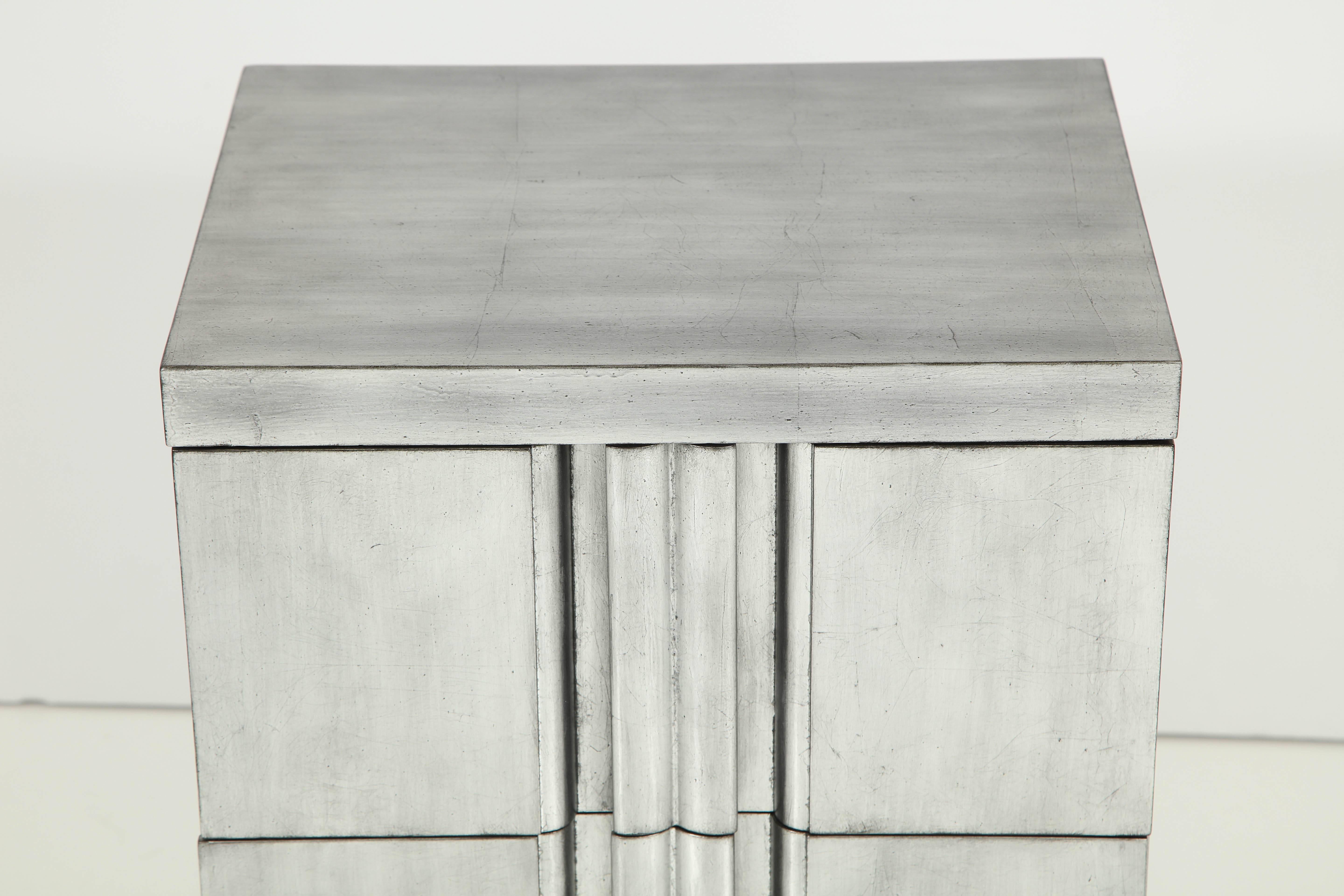 American James Mont Influenced Silver Leaf Nightstands