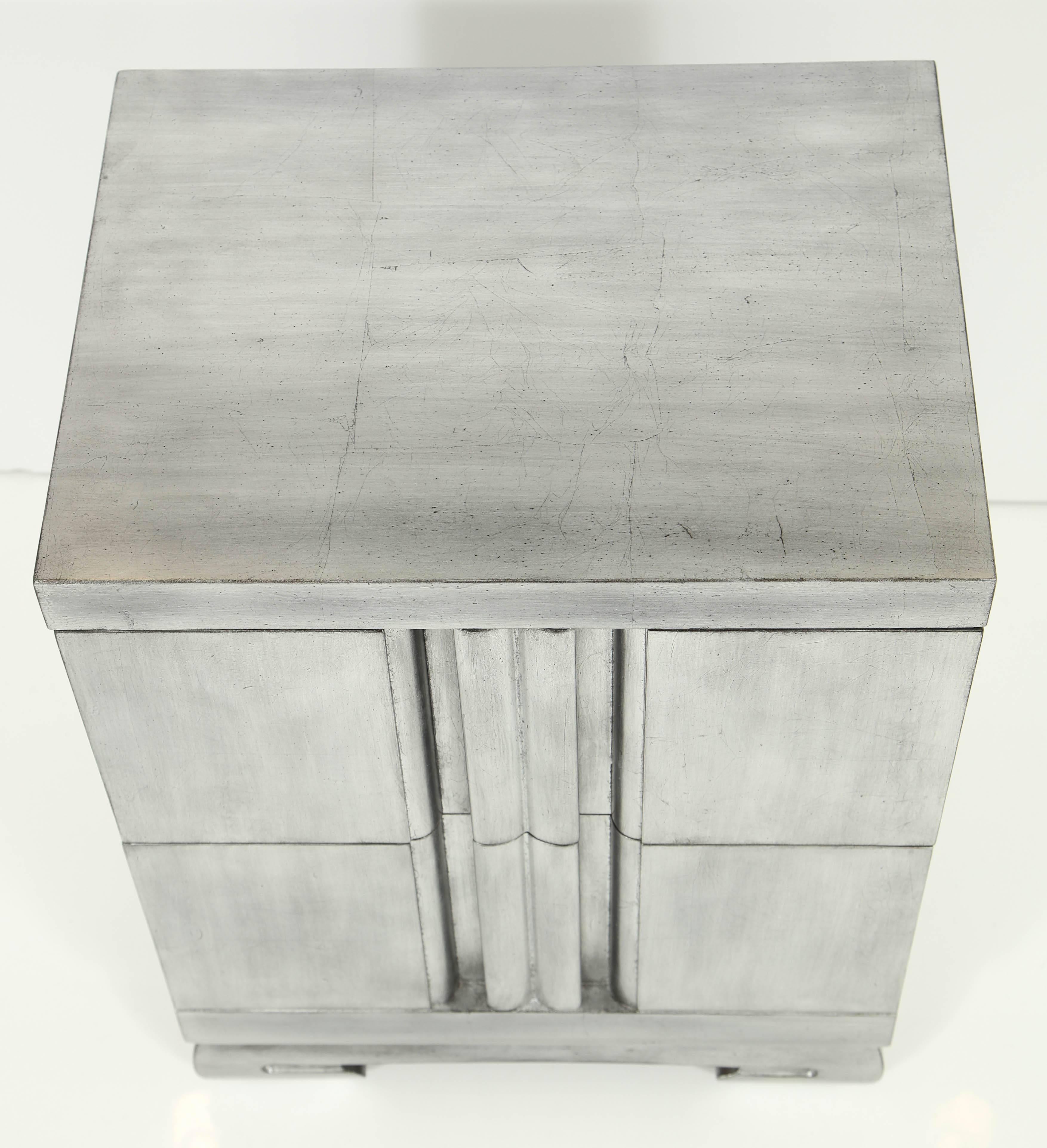 20th Century James Mont Influenced Silver Leaf Nightstands