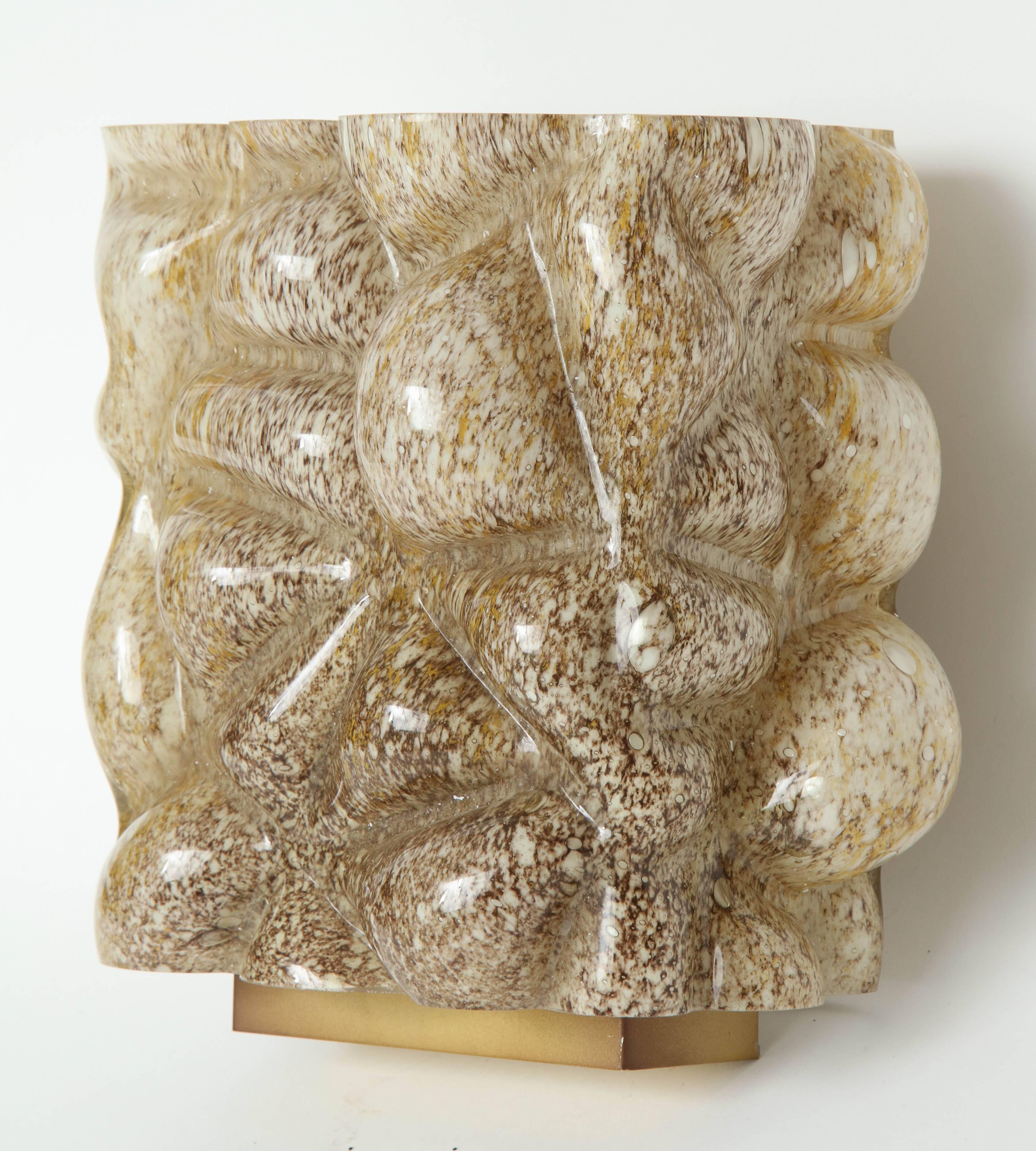 Scandinavian Modern Speckled  Murano Glass Bulbous Sconces