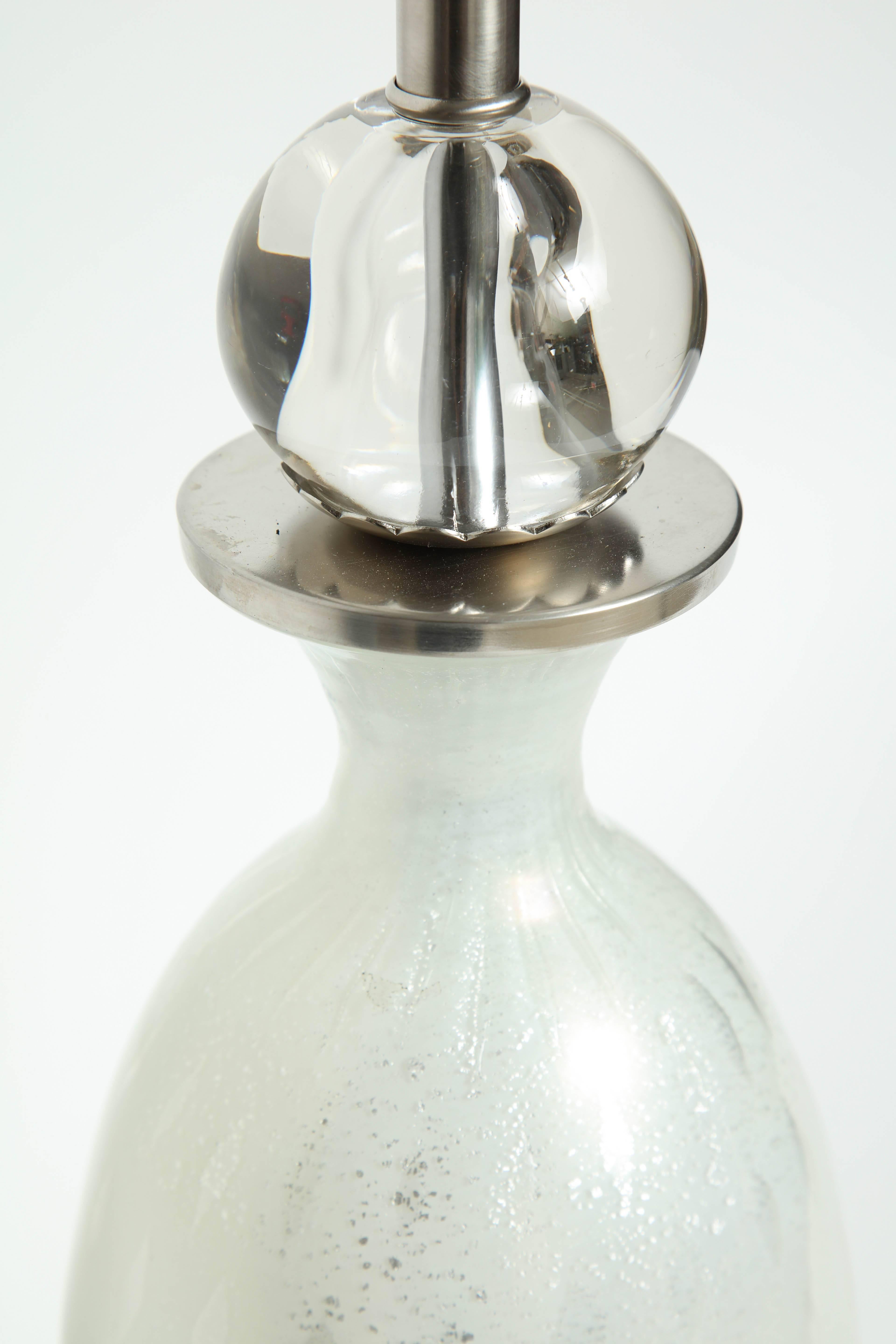 Seguso Pearl White Murano Glass Lamps 3