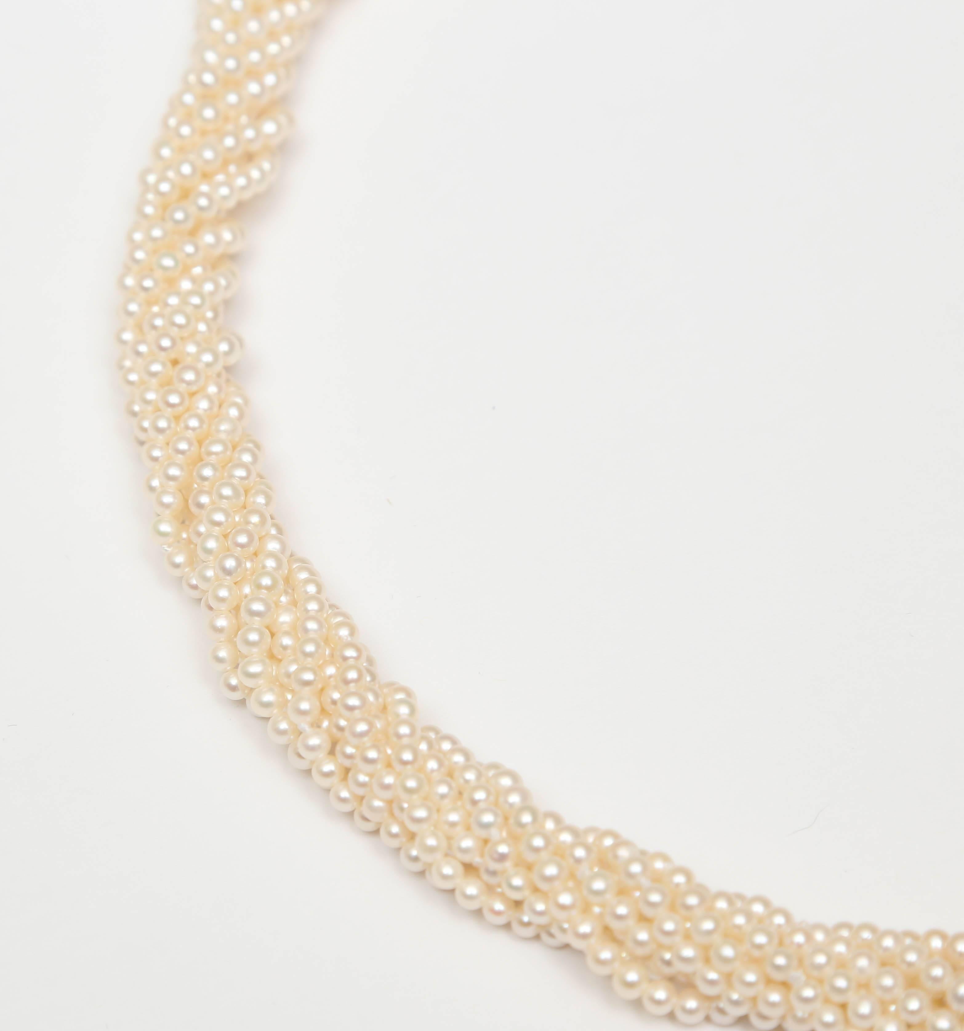 Nine Strand Cultured Pearl Necklace with Jaguar Gold and Diamond Clasp 1