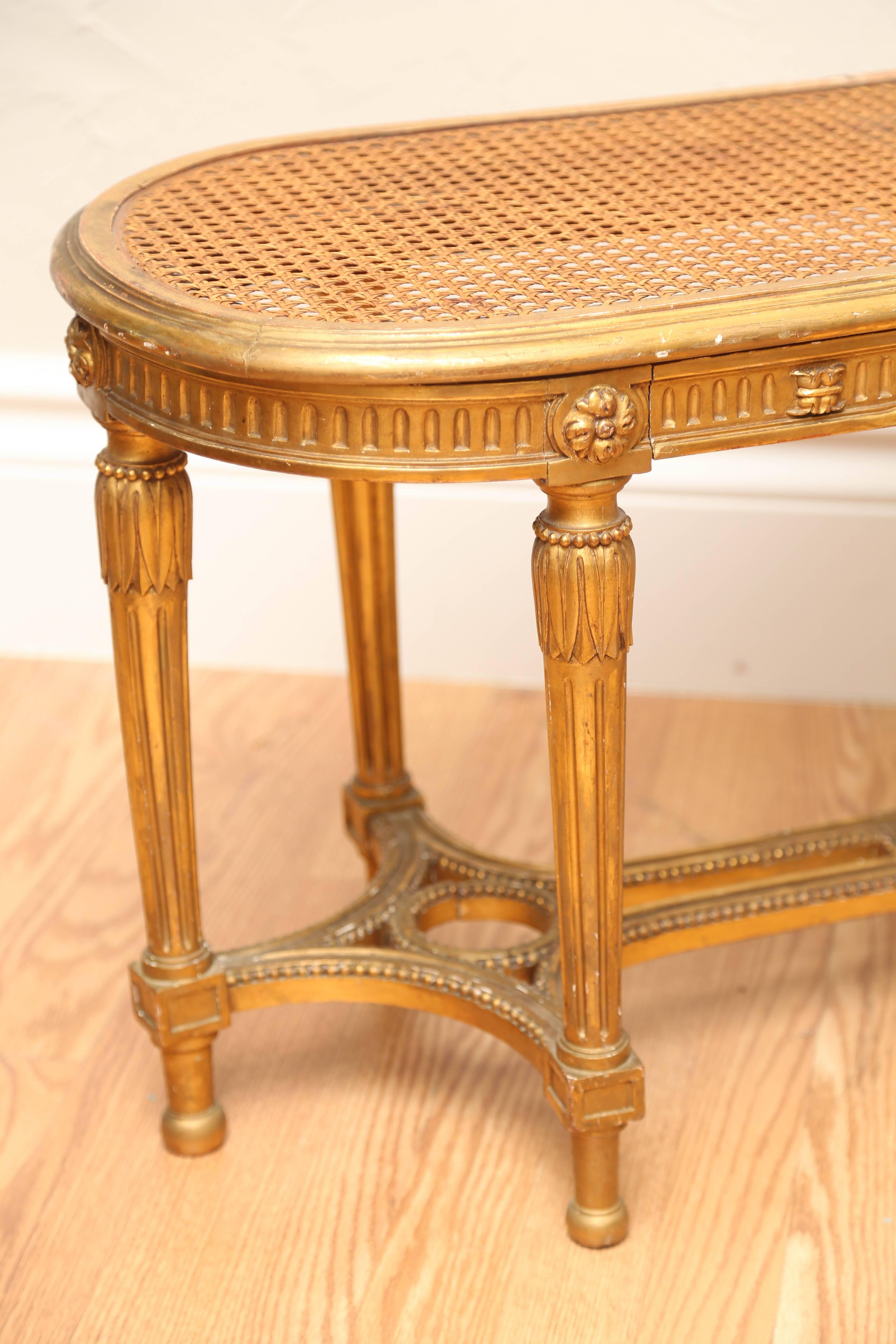 19th Century French Oval Gilded Bench 1