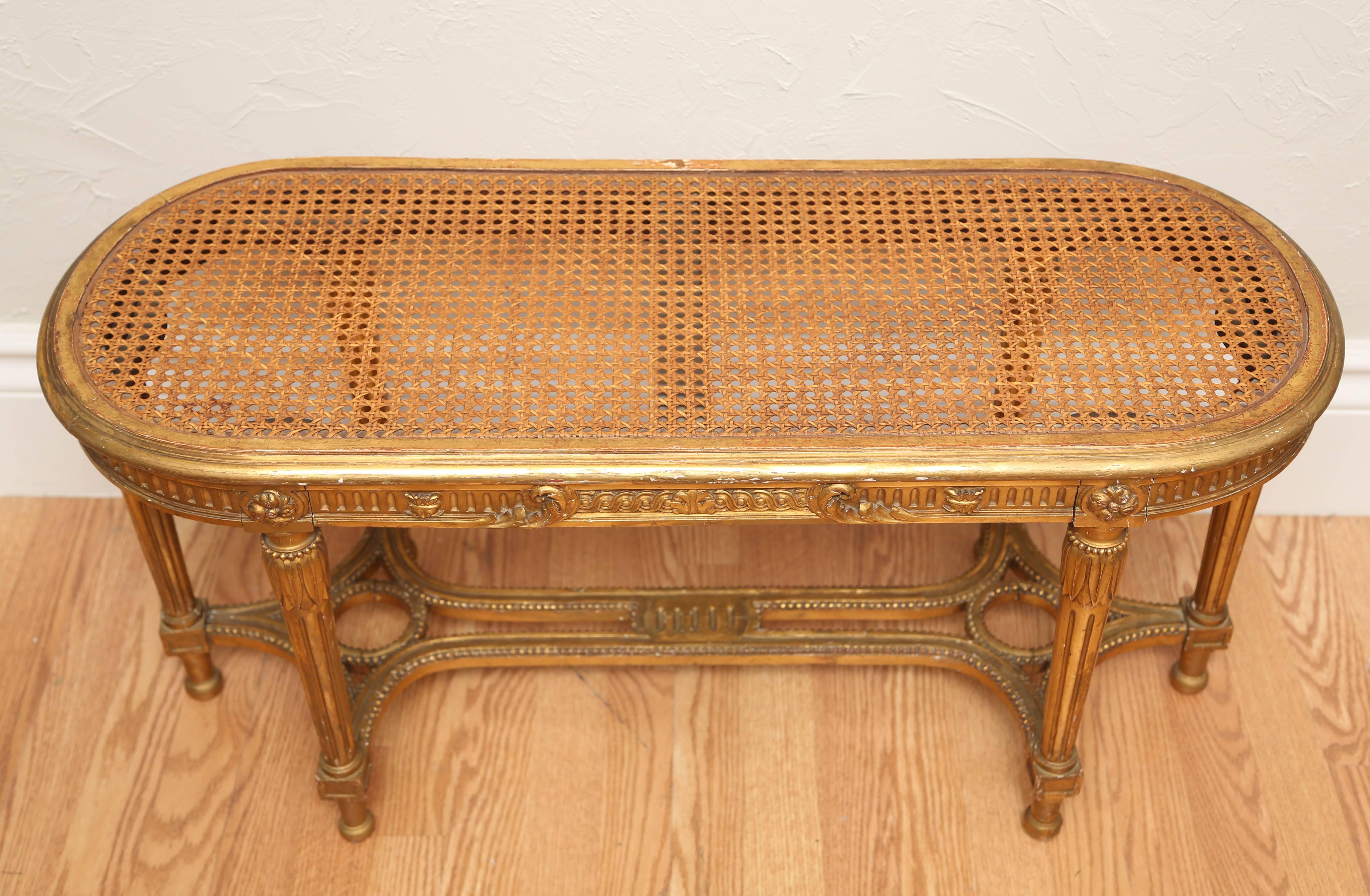 19th Century French Oval Gilded Bench 3