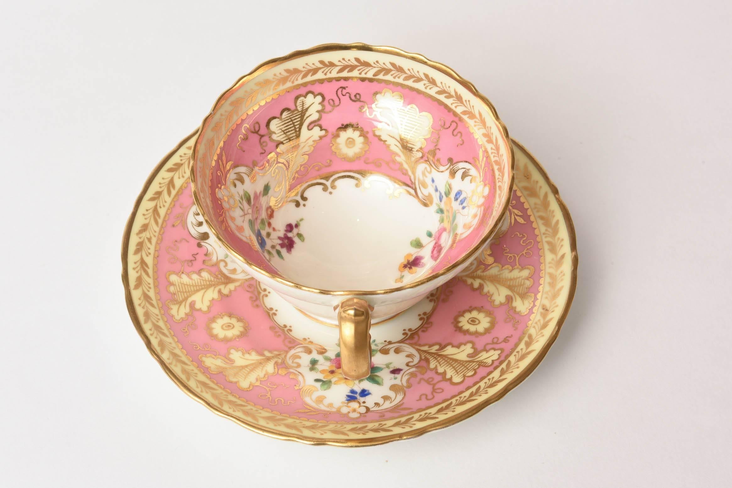 Pretty Pink Antique English Cup and Saucer 2