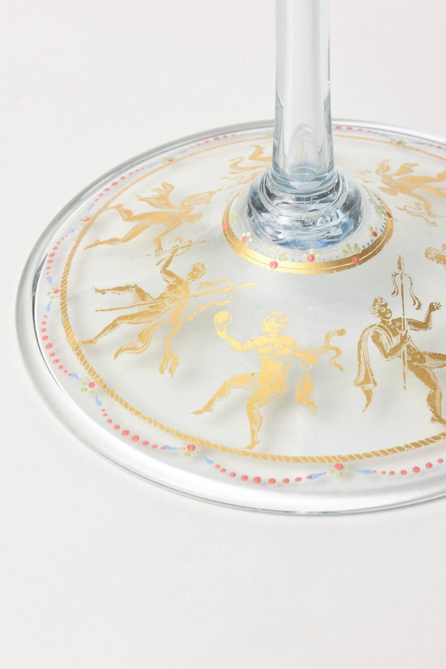 Antique Venetian Glass Candleabra, Hand-Painted, 24-Karat Gold 3