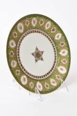 12 Antique Limoges Dessert Plates, Centre Star Medallion Green and Pink