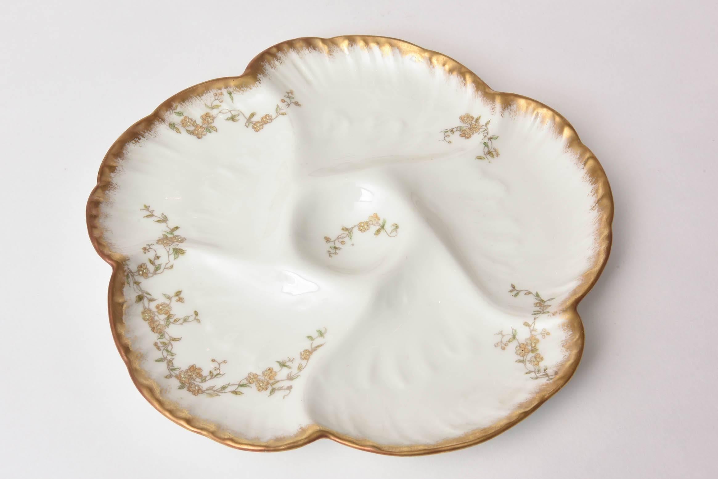 French Antique Limoges Oyster Plate, Charles Fields Haviland